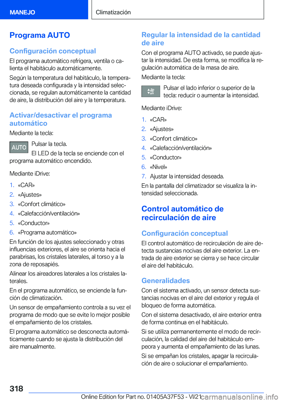 BMW M3 2022  Manuales de Empleo (in Spanish) �P�r�o�g�r�a�m�a��A�U�T�O
�C�o�n�f�i�g�u�r�a�c�i�