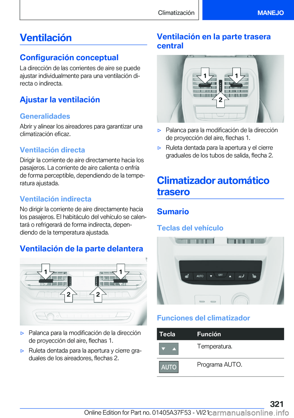 BMW M3 2022  Manuales de Empleo (in Spanish) �V�e�n�t�i�l�a�c�i�