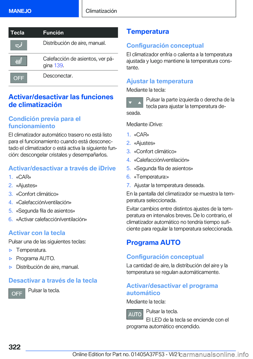 BMW M3 2022  Manuales de Empleo (in Spanish) �T�e�c�l�a�F�u�n�c�i�