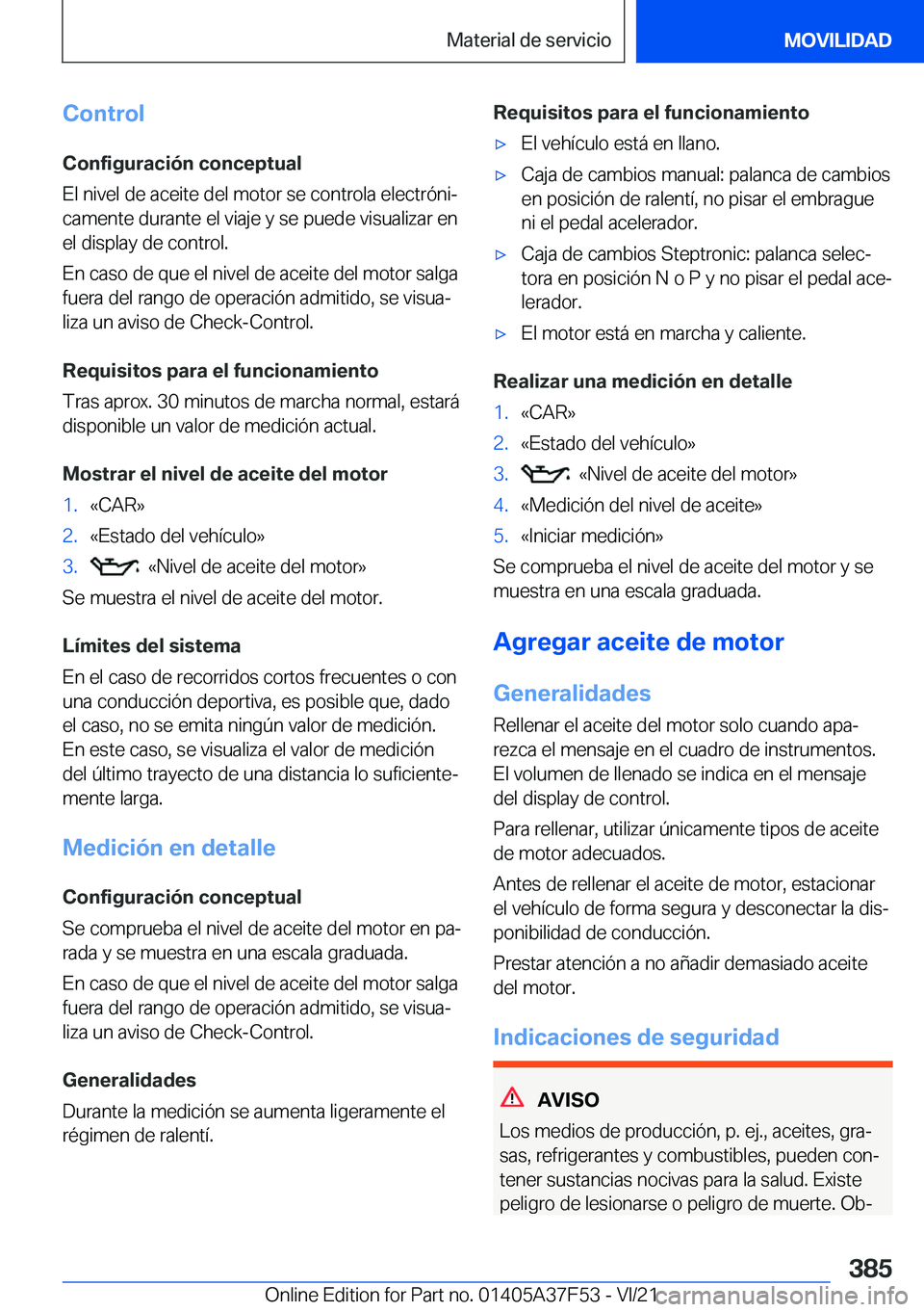 BMW M3 2022  Manuales de Empleo (in Spanish) �C�o�n�t�r�o�l�C�o�n�f�i�g�u�r�a�c�i�