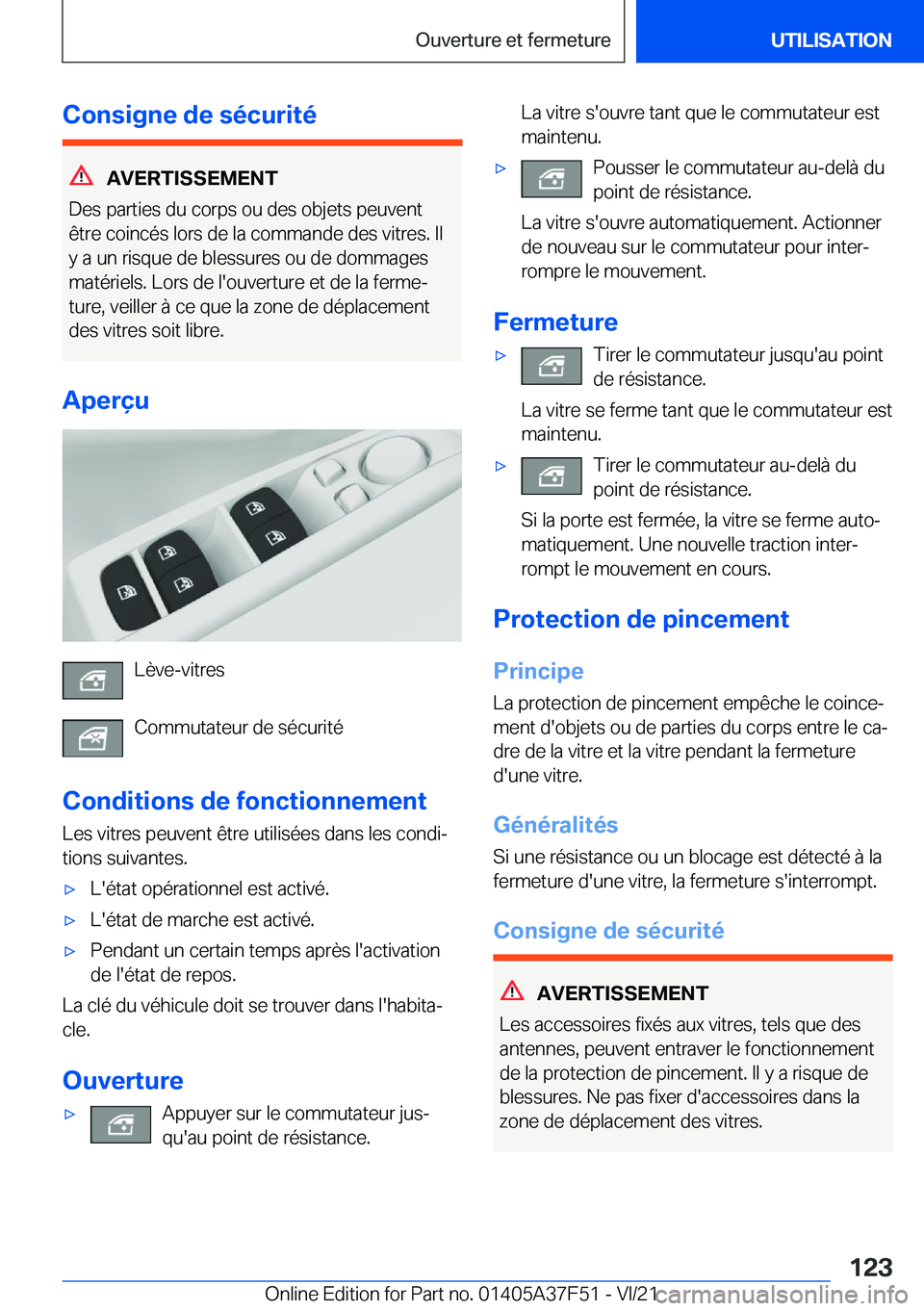 BMW M3 2022  Notices Demploi (in French) �C�o�n�s�i�g�n�e��d�e��s�é�c�u�r�i�t�é
�A�V�E�R�T�I�S�S�E�M�E�N�T
�D�e�s��p�a�r�t�i�e�s��d�u��c�o�r�p�s��o�u��d�e�s��o�b�j�e�t�s��p�e�u�v�e�n�t �ê�t�r�e��c�o�i�n�c�é�s��l�o�r�s��d�e��