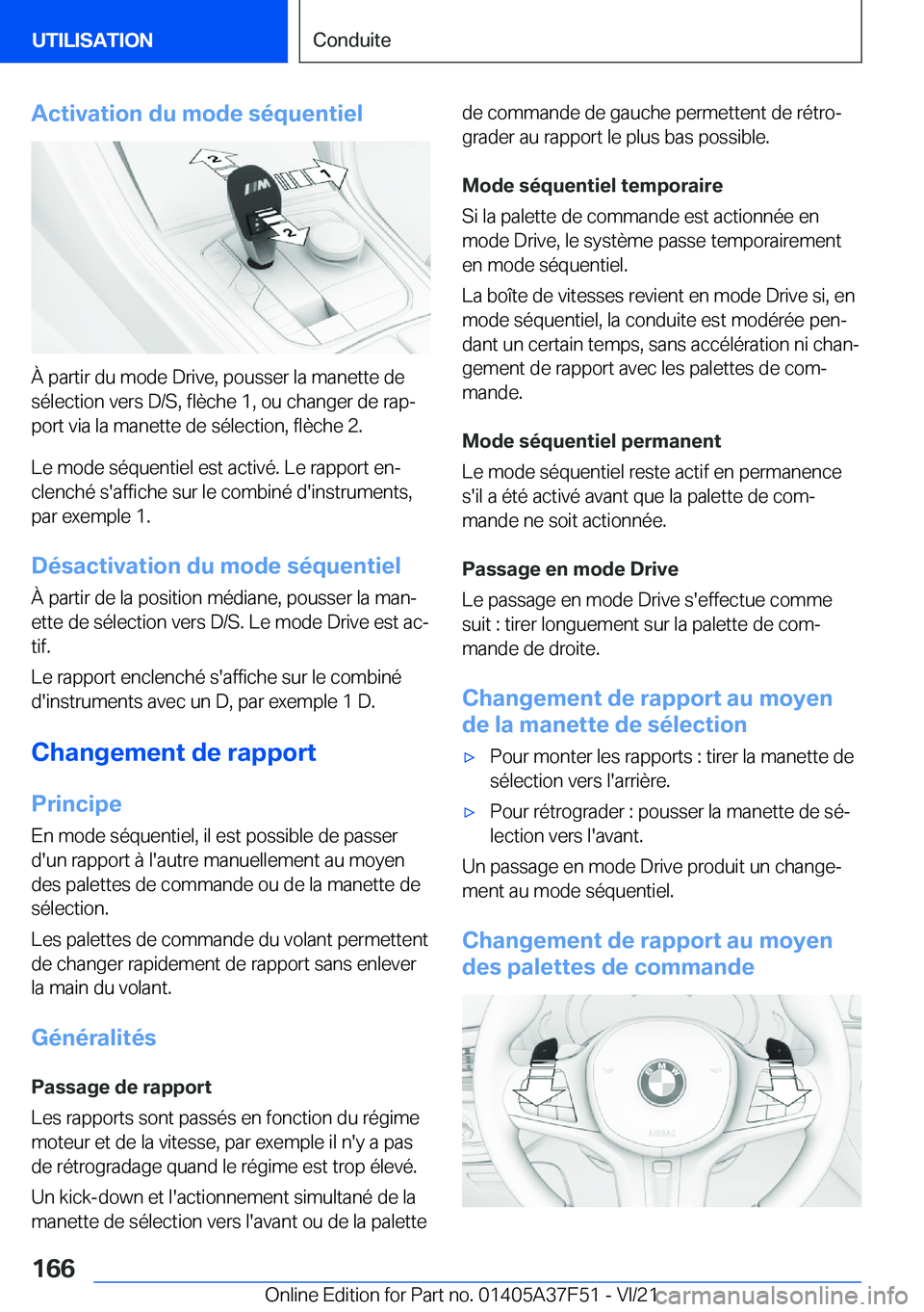 BMW M3 2022  Notices Demploi (in French) �A�c�t�i�v�a�t�i�o�n��d�u��m�o�d�e��s�é�q�u�e�n�t�i�e�l
�