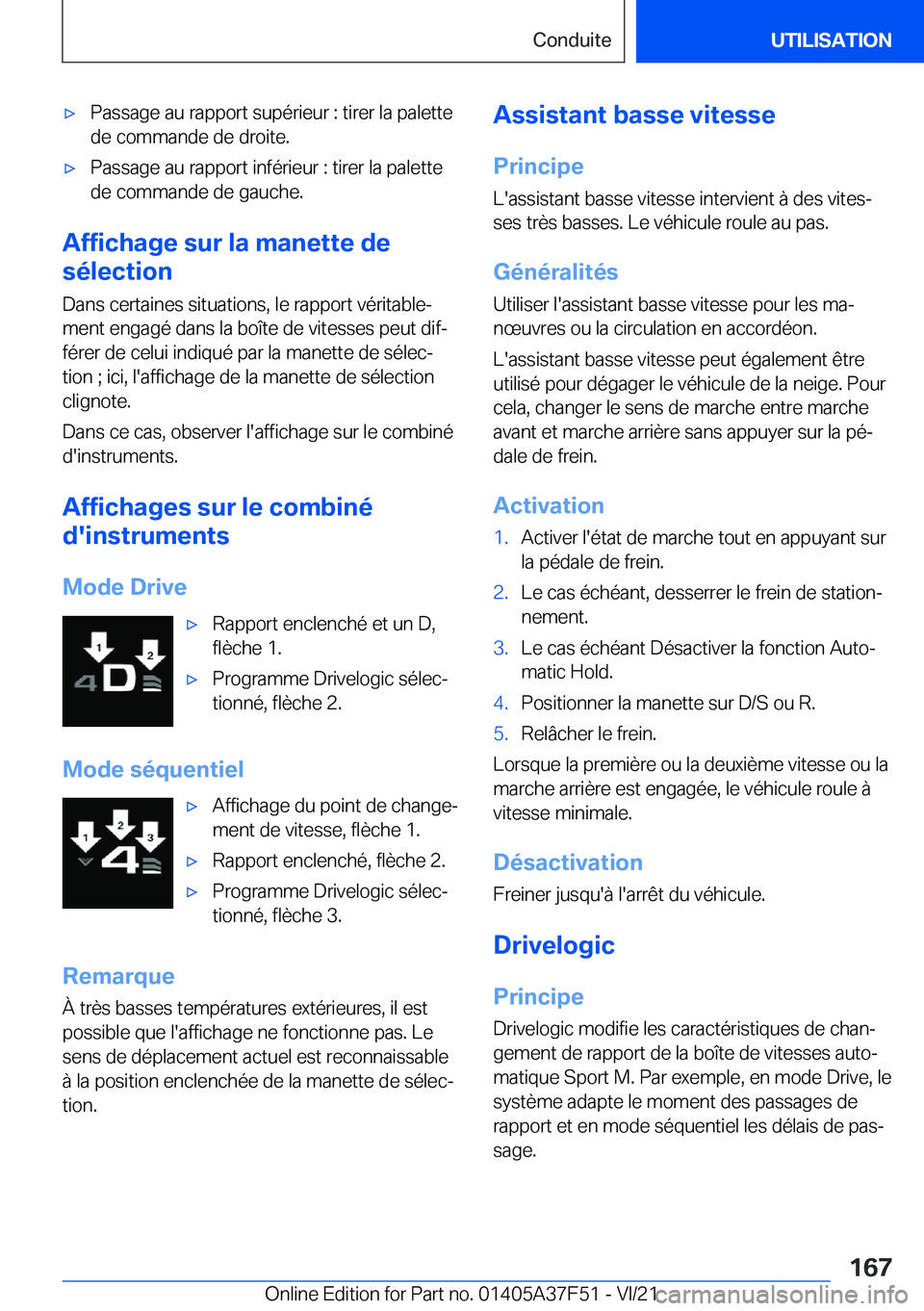 BMW M3 2022  Notices Demploi (in French) 'x�P�a�s�s�a�g�e��a�u��r�a�p�p�o�r�t��s�u�p�é�r�i�e�u�r��:��t�i�r�e�r��l�a��p�a�l�e�t�t�e�d�e��c�o�m�m�a�n�d�e��d�e��d�r�o�i�t�e�.'x�P�a�s�s�a�g�e��a�u��r�a�p�p�o�r�t��i�n�f�é�r