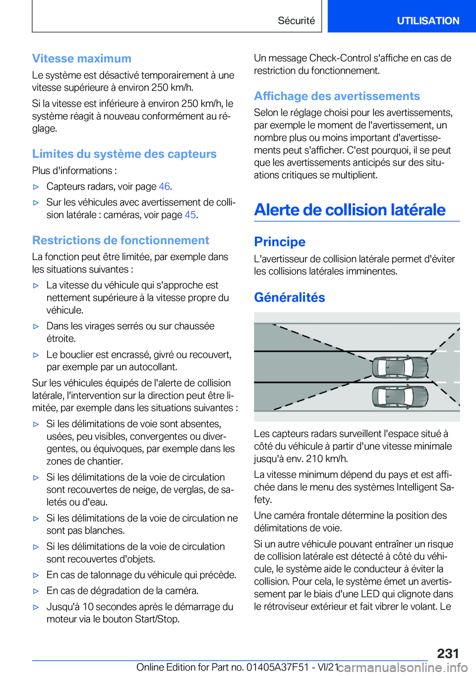 BMW M3 2022  Notices Demploi (in French) �V�i�t�e�s�s�e��m�a�x�i�m�u�m�L�e��s�y�s�t�è�m�e��e�s�t��d�é�s�a�c�t�i�v�é��t�e�m�p�o�r�a�i�r�e�m�e�n�t��