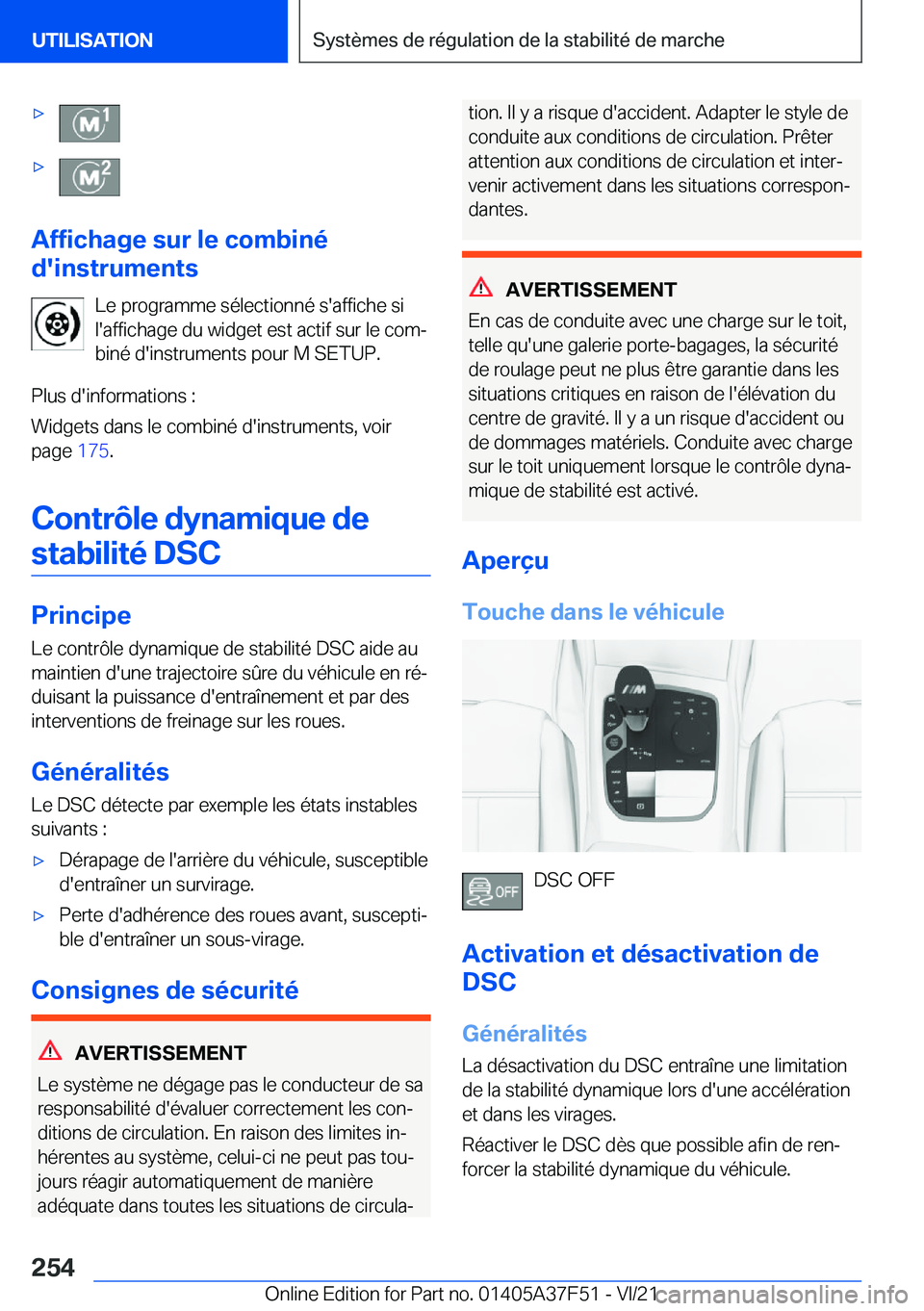 BMW M3 2022  Notices Demploi (in French) 'x'x
�A�f�f�i�c�h�a�g�e��s�u�r��l�e��c�o�m�b�i�n�é
�d�'�i�n�s�t�r�u�m�e�n�t�s
�L�e��p�r�o�g�r�a�m�m�e��s�é�l�e�c�t�i�o�n�n�é��s�'�a�f�f�i�c�h�e��s�i
�l�'�a�f�f�i�c�h�a�g�