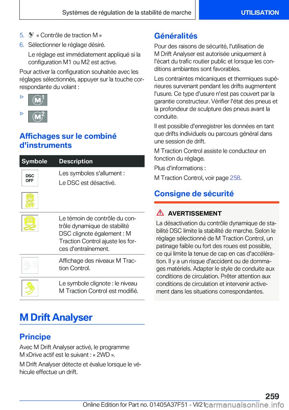 BMW M3 2022  Notices Demploi (in French) �5�.���k��C�o�n�t�r�