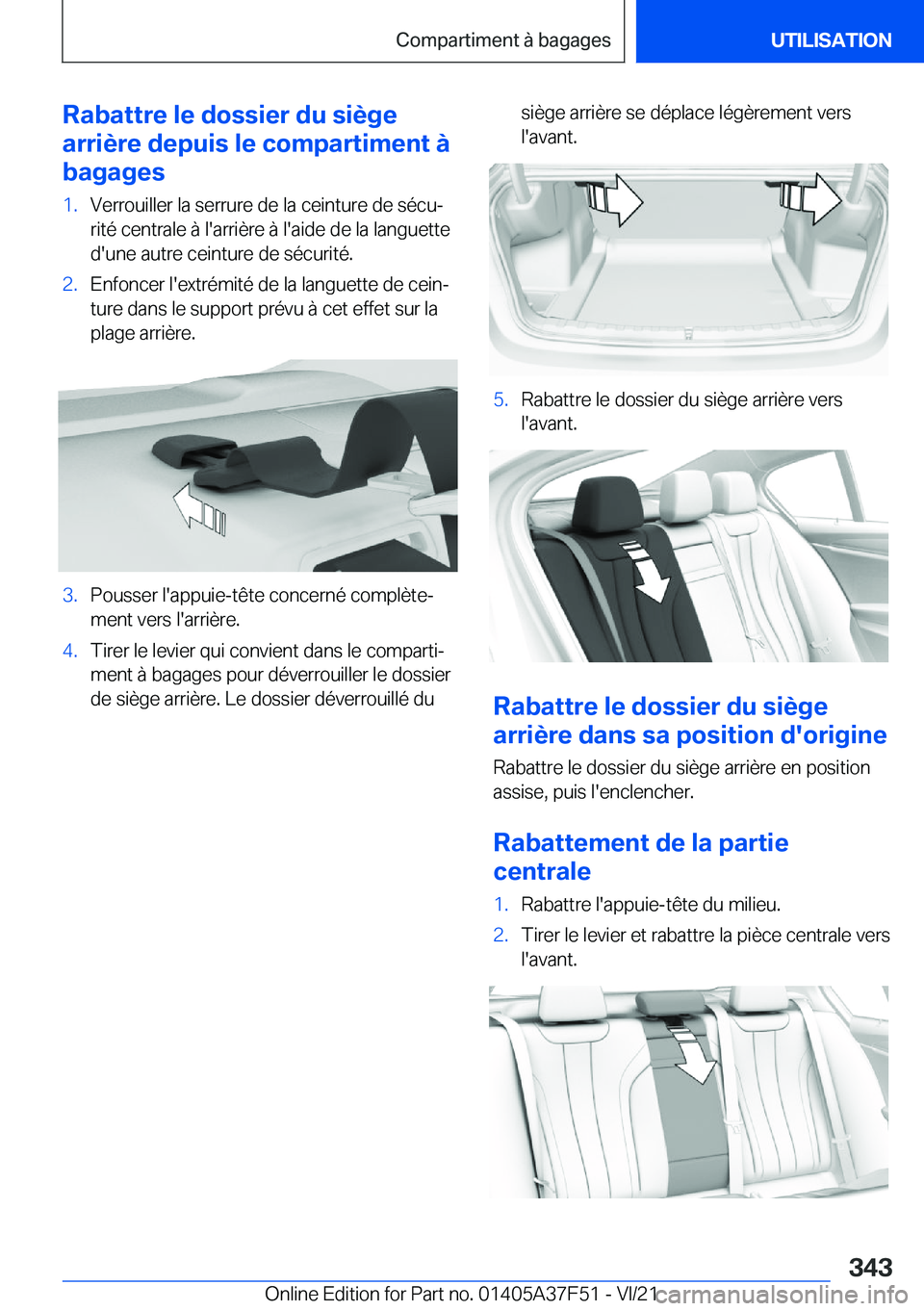 BMW M3 2022  Notices Demploi (in French) �R�a�b�a�t�t�r�e��l�e��d�o�s�s�i�e�r��d�u��s�i�è�g�e
�a�r�r�i�è�r�e��d�e�p�u�i�s��l�e��c�o�m�p�a�r�t�i�m�e�n�t��