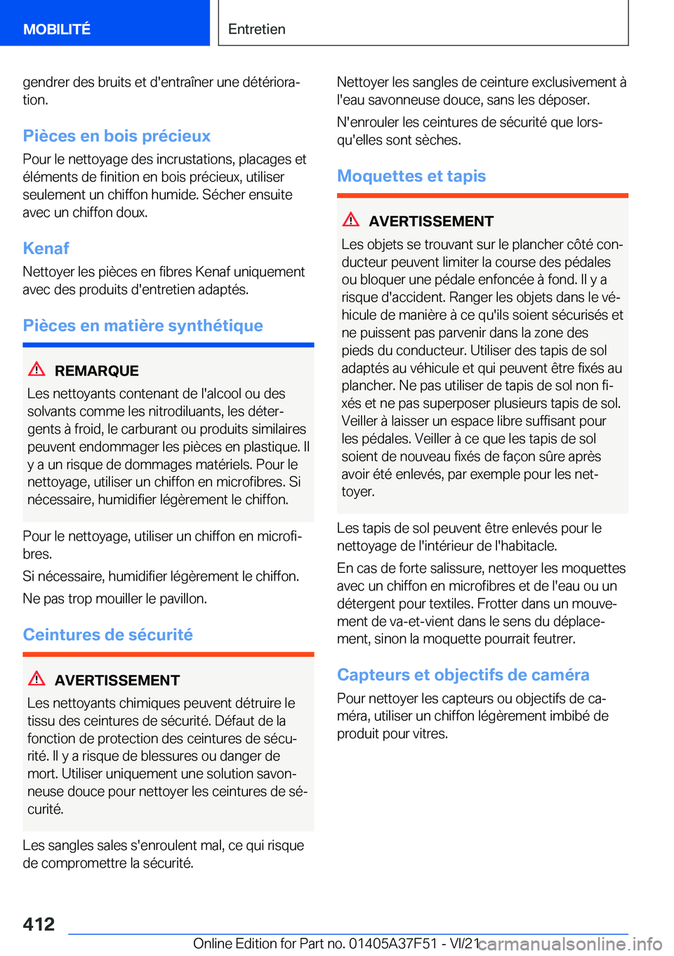 BMW M3 2022  Notices Demploi (in French) �g�e�n�d�r�e�r��d�e�s��b�r�u�i�t�s��e�t��d�'�e�n�t�r�a�