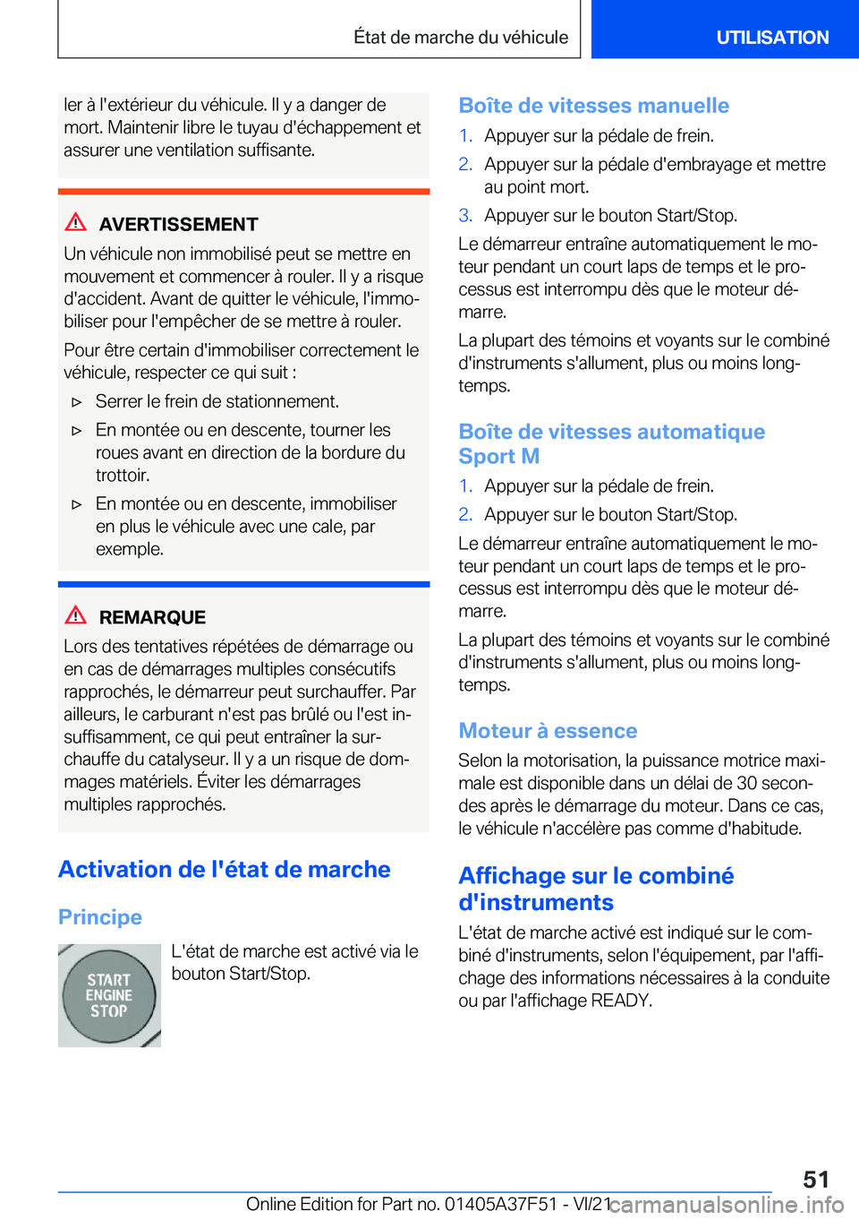 BMW M3 2022  Notices Demploi (in French) �l�e�r��