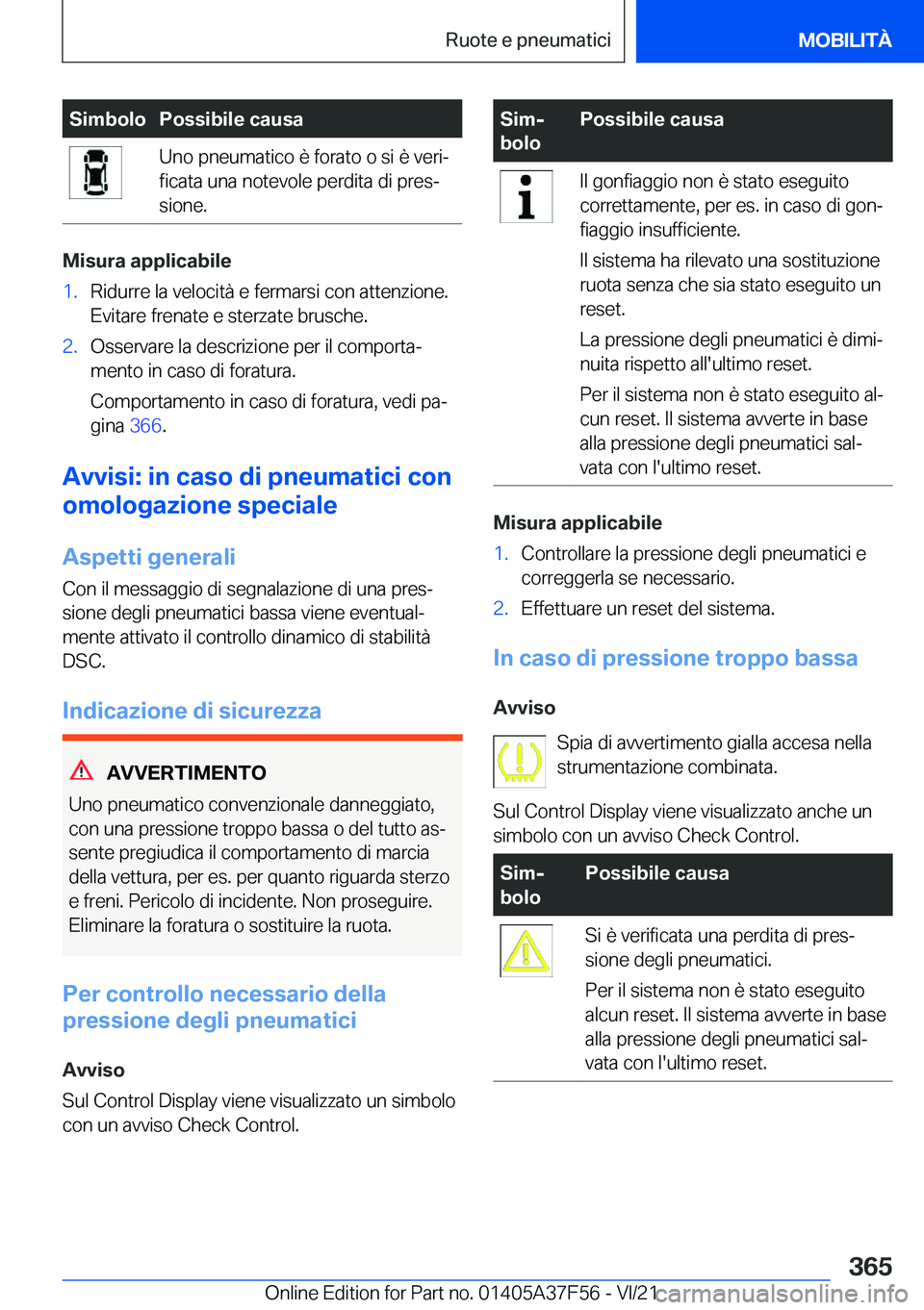 BMW M3 2022  Libretti Di Uso E manutenzione (in Italian) �S�i�m�b�o�l�o�P�o�s�s�i�b�i�l�e��c�a�u�s�a�U�n�o��p�n�e�u�m�a�t�i�c�o��è��f�o�r�a�t�o��o��s�i��è��v�e�r�iª�f�i�c�a�t�a��u�n�a��n�o�t�e�v�o�l�e��p�e�r�d�i�t�a��d�i��p�r�e�sª
�s�i�o�