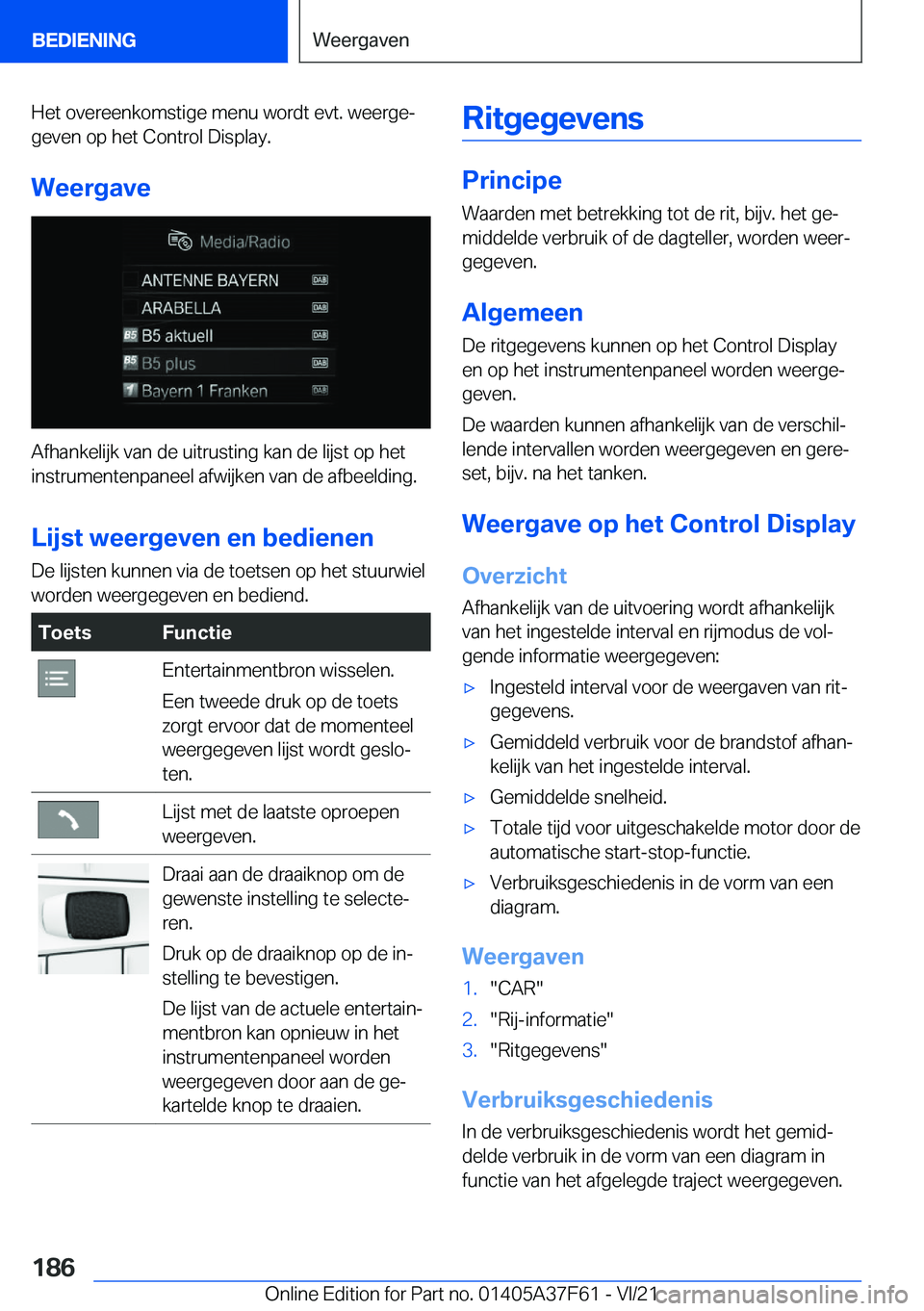 BMW M3 2022  Instructieboekjes (in Dutch) �H�e�t��o�v�e�r�e�e�n�k�o�m�s�t�i�g�e��m�e�n�u��w�o�r�d�t��e�v�t�.��w�e�e�r�g�ej
�g�e�v�e�n��o�p��h�e�t��C�o�n�t�r�o�l��D�i�s�p�l�a�y�.
�W�e�e�r�g�a�v�e
�A�f�h�a�n�k�e�l�i�j�k��v�a�n��d�e�