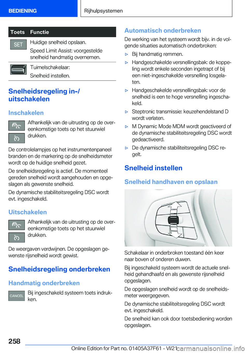 BMW M3 2022  Instructieboekjes (in Dutch) �T�o�e�t�s�F�u�n�c�t�i�e�H�u�i�d�i�g�e��s�n�e�l�h�e�i�d��o�p�s�l�a�a�n�.
�S�p�e�e�d��L�i�m�i�t��A�s�s�i�s�t�:��v�o�o�r�g�e�s�t�e�l�d�e
�s�n�e�l�h�e�i�d��h�a�n�d�m�a�t�i�g��o�v�e�r�n�e�m�e�n�.�T