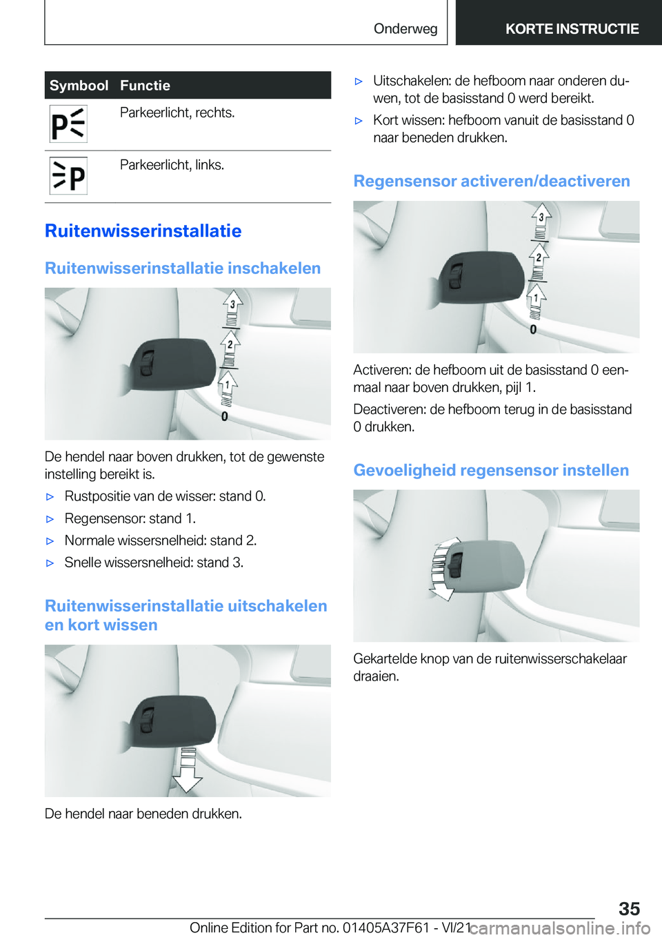 BMW M3 2022  Instructieboekjes (in Dutch) �S�y�m�b�o�o�l�F�u�n�c�t�i�e�P�a�r�k�e�e�r�l�i�c�h�t�,��r�e�c�h�t�s�.�P�a�r�k�e�e�r�l�i�c�h�t�,��l�i�n�k�s�.
�R�u�i�t�e�n�w�i�s�s�e�r�i�n�s�t�a�l�l�a�t�i�e�R�u�i�t�e�n�w�i�s�s�e�r�i�n�s�t�a�l�l�a�t�