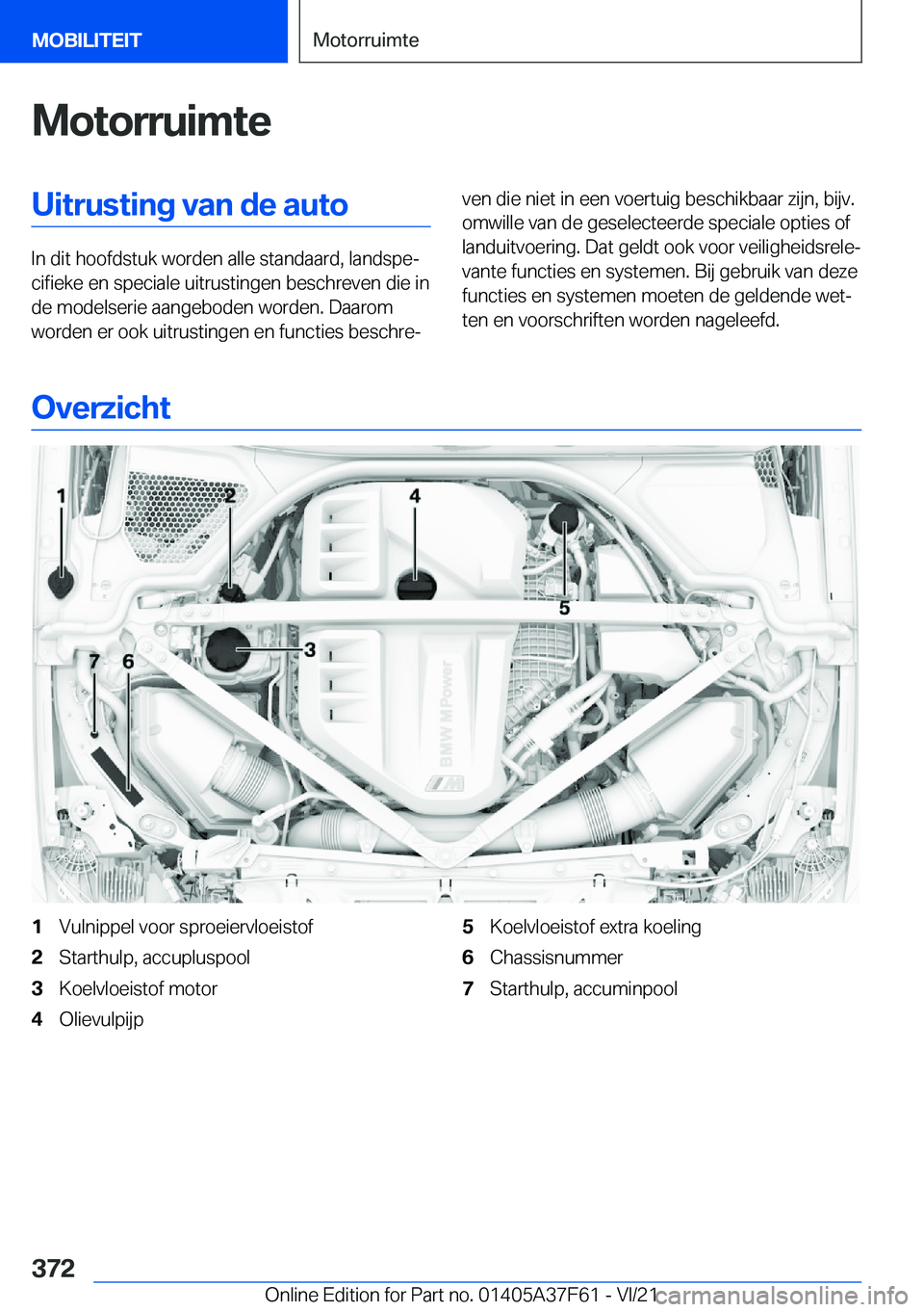 BMW M3 2022  Instructieboekjes (in Dutch) �M�o�t�o�r�r�u�i�m�t�e�U�i�t�r�u�s�t�i�n�g��v�a�n��d�e��a�u�t�o
�I�n��d�i�t��h�o�o�f�d�s�t�u�k��w�o�r�d�e�n��a�l�l�e��s�t�a�n�d�a�a�r�d�,��l�a�n�d�s�p�ej�c�i�f�i�e�k�e��e�n��s�p�e�c�i�a�l�