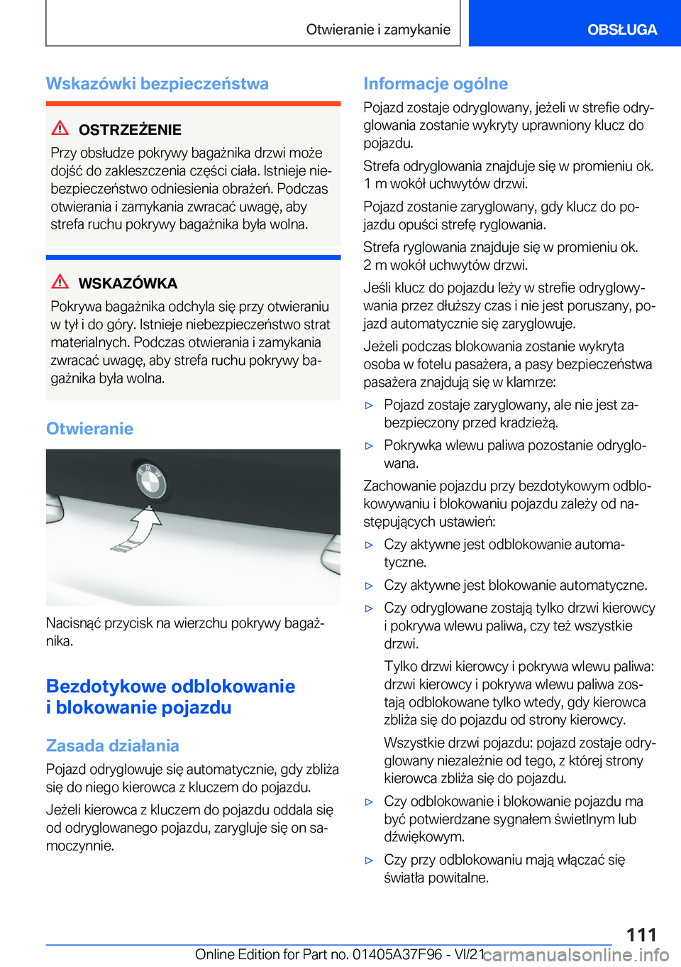 BMW M3 2022  Instrukcja obsługi (in Polish) �W�s�k�a�z�