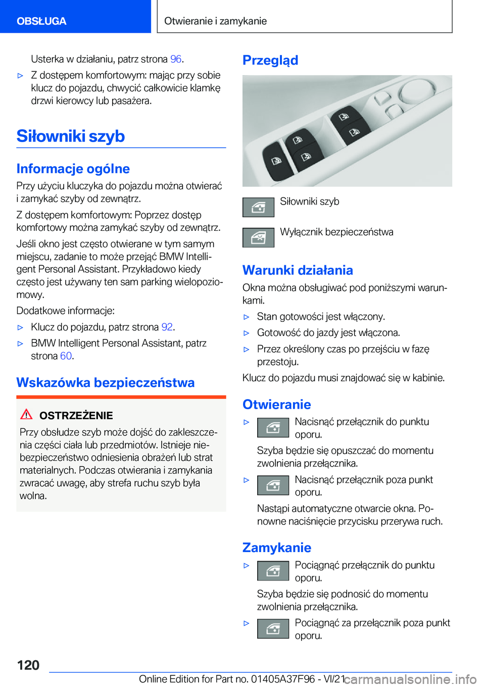 BMW M3 2022  Instrukcja obsługi (in Polish) �U�s�t�e�r�k�a��w��d�z�i�a�ł�a�n�i�u�,��p�a�t�r�z��s�t�r�o�n�a��9�6�.'x�Z��d�o�s�t�