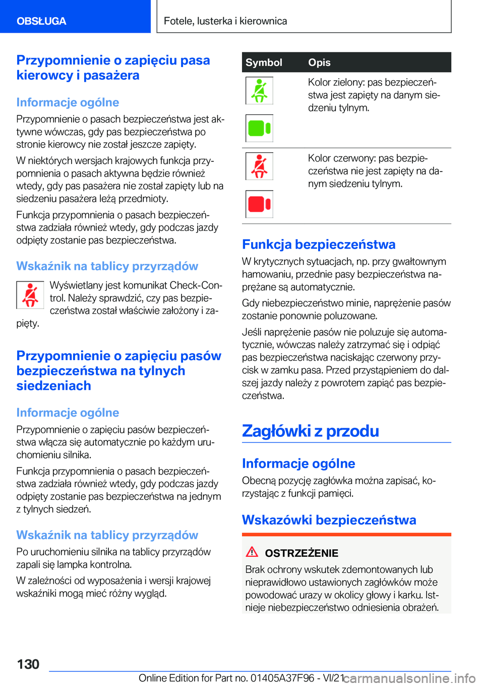 BMW M3 2022  Instrukcja obsługi (in Polish) �P�r�z�y�p�o�m�n�i�e�n�i�e��o��z�a�p�i�
