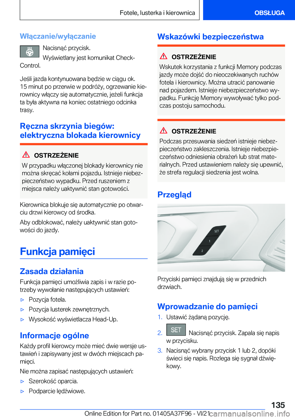 BMW M3 2022  Instrukcja obsługi (in Polish) �W�ł�ą�c�z�a�n�i�e�/�w�y�ł�ą�c�z�a�n�i�e�N�a�c�i�s�n�