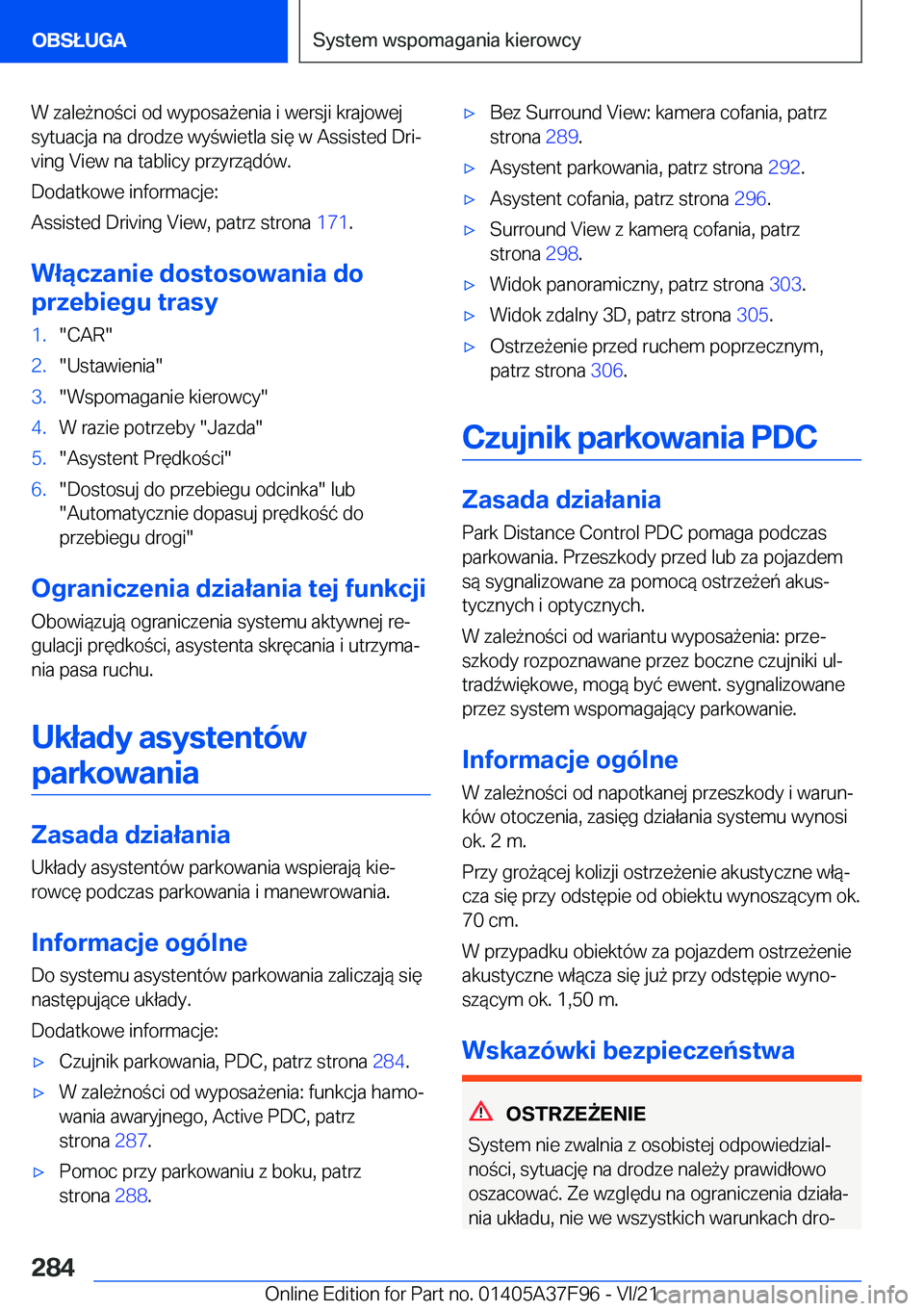 BMW M3 2022  Instrukcja obsługi (in Polish) �W��z�a�l�e9�n�o�c�i��o�d��w�y�p�o�s�a9�e�n�i�a��i��w�e�r�s�j�i��k�r�a�j�o�w�e�j
�s�y�t�u�a�c�j�a��n�a��d�r�o�d�z�e��w�y�w�i�e�t�l�a��s�i�