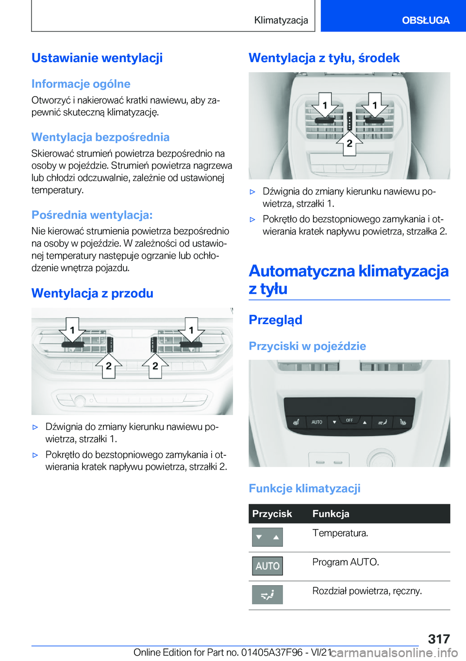 BMW M3 2022  Instrukcja obsługi (in Polish) �U�s�t�a�w�i�a�n�i�e��w�e�n�t�y�l�a�c�j�i
�I�n�f�o�r�m�a�c�j�e��o�g�