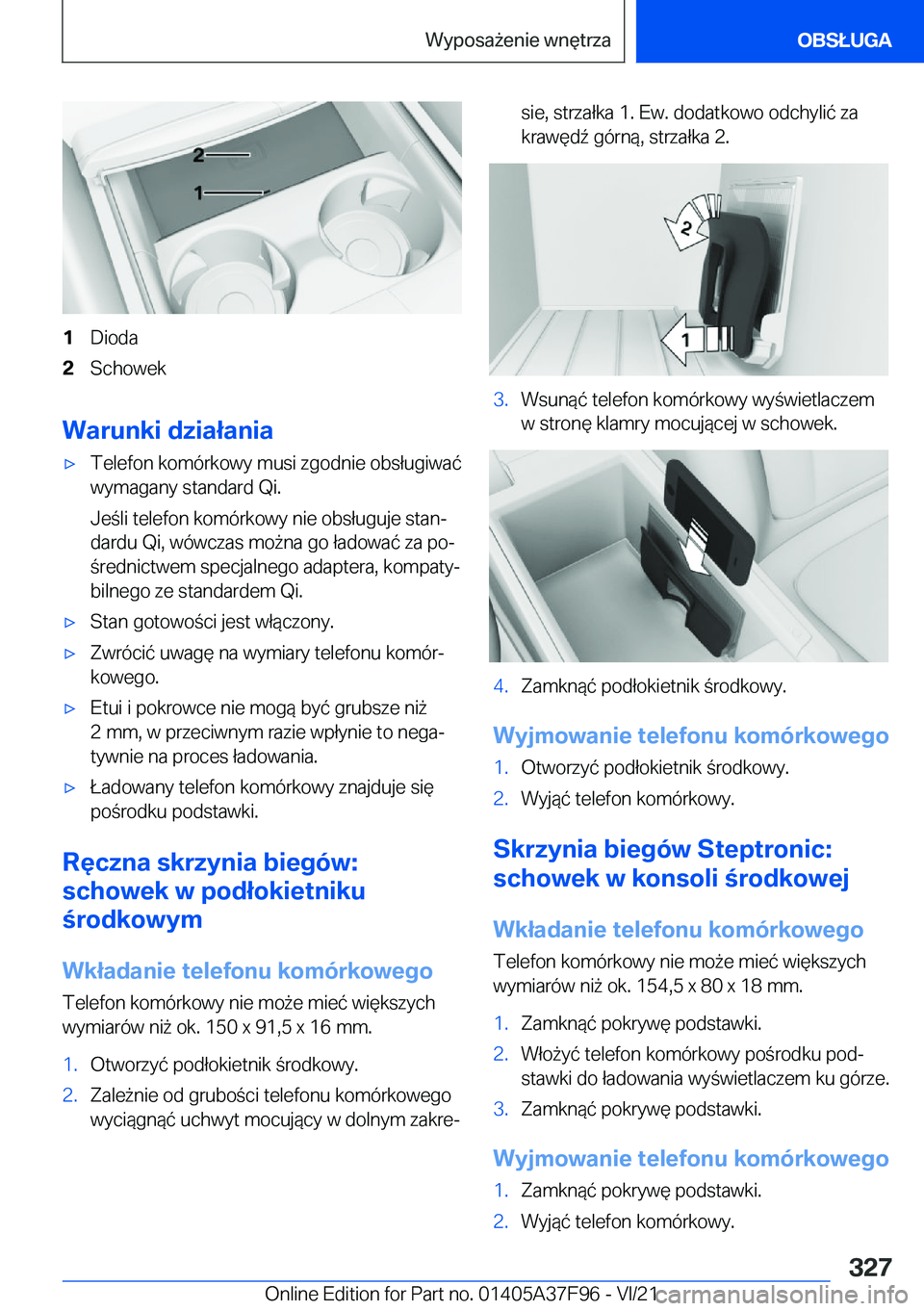 BMW M3 2022  Instrukcja obsługi (in Polish) �1�D�i�o�d�a�2�S�c�h�o�w�e�k
�W�a�r�u�n�k�i��d�z�i�a�ł�a�n�i�a
'x�T�e�l�e�f�o�n��k�o�m�