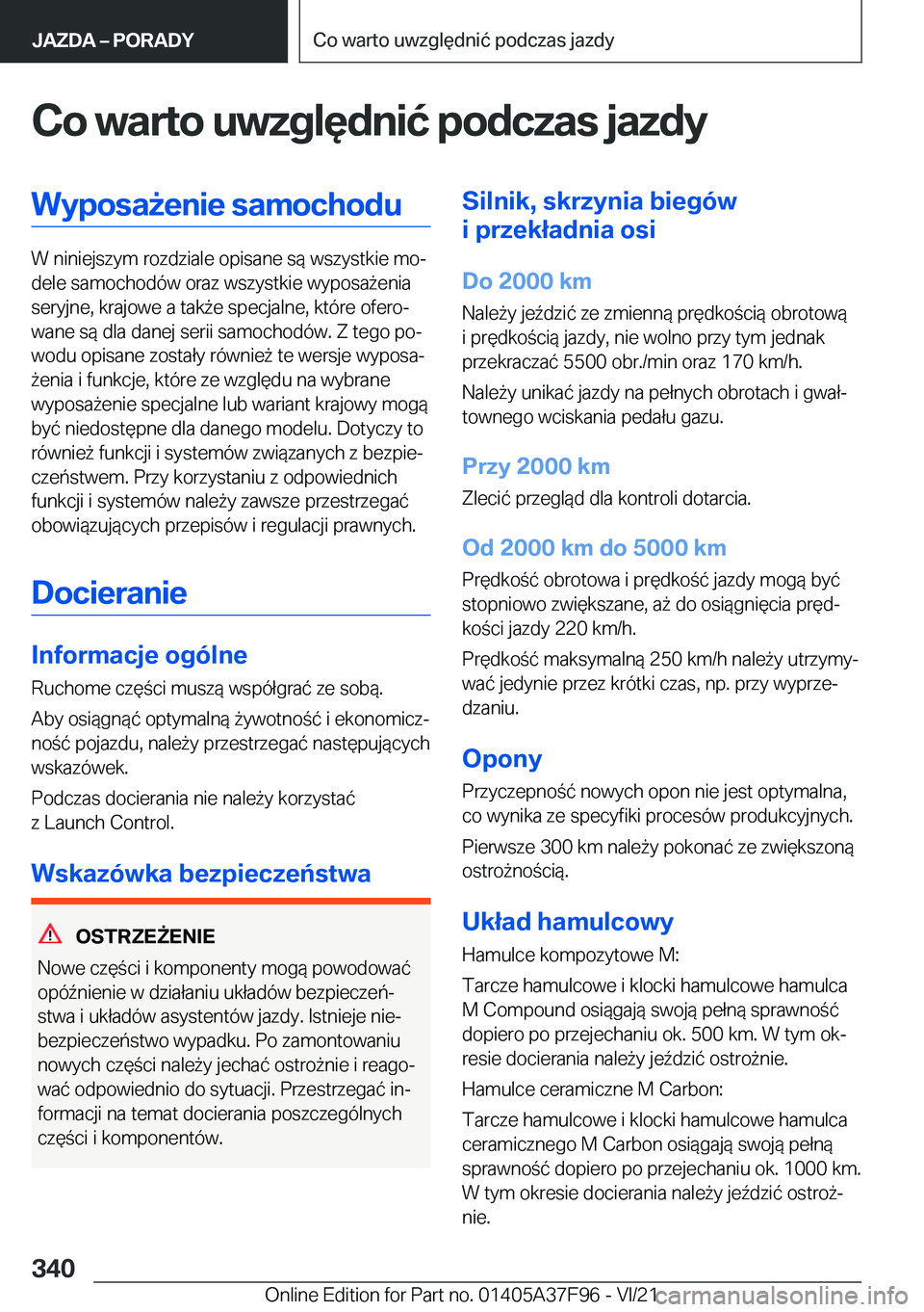 BMW M3 2022  Instrukcja obsługi (in Polish) �C�o��w�a�r�t�o��u�w�z�g�l�