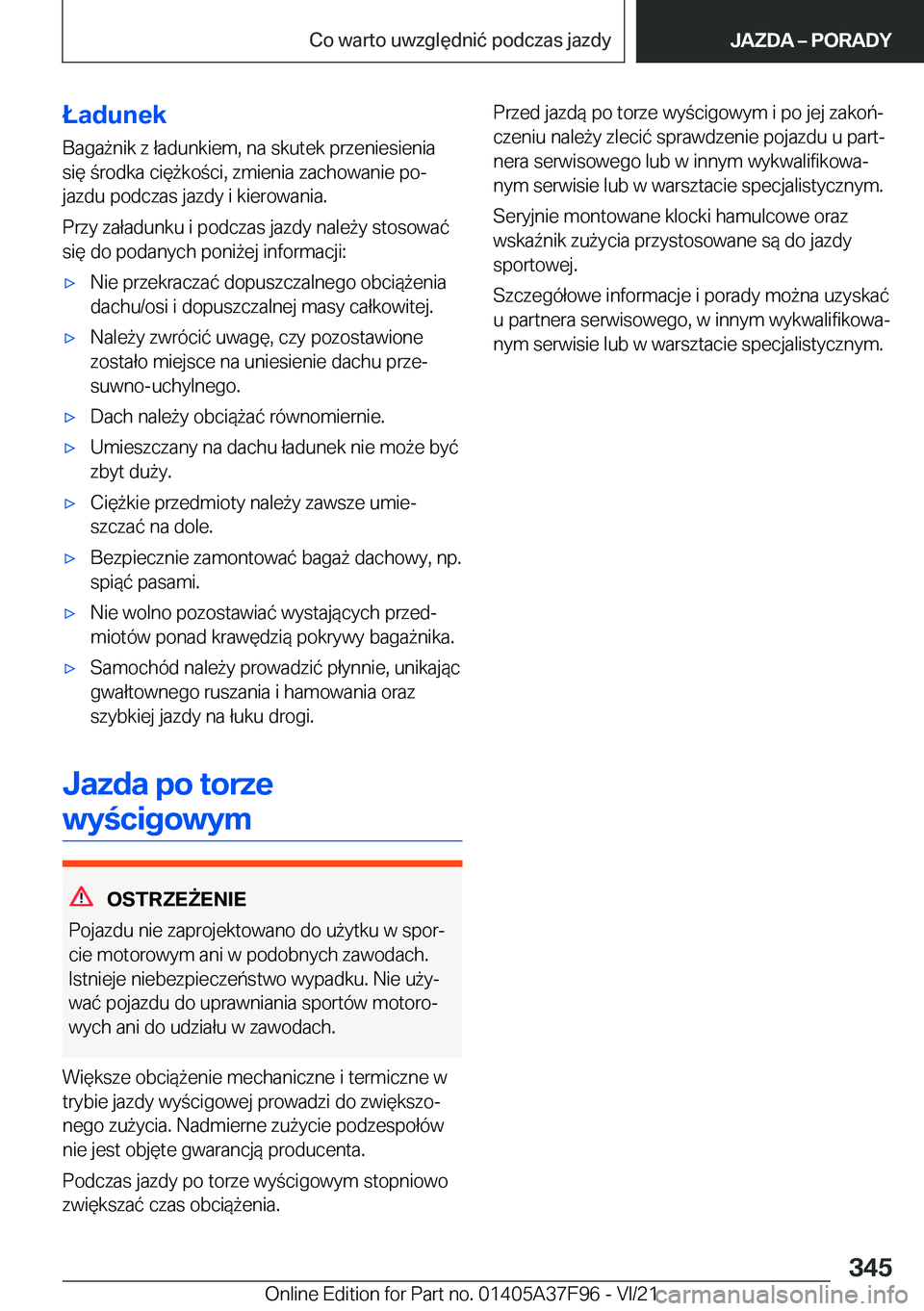 BMW M3 2022  Instrukcja obsługi (in Polish) �Ł�a�d�u�n�e�k
�B�a�g�a9�n�i�k��z��ł�a�d�u�n�k�i�e�m�,��n�a��s�k�u�t�e�k��p�r�z�e�n�i�e�s�i�e�n�i�a
�s�i�