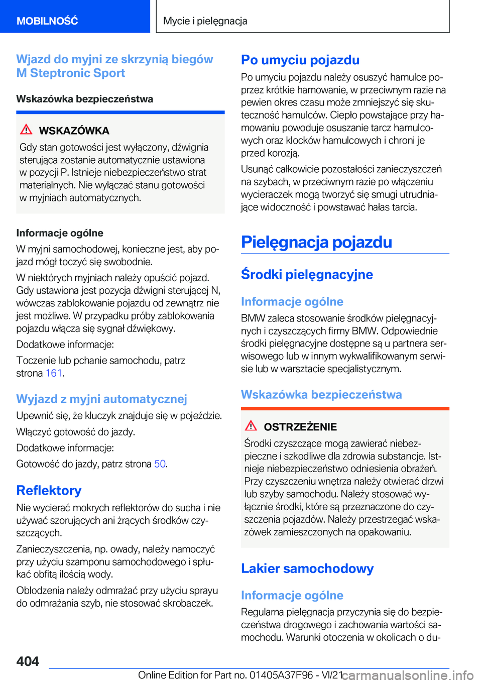 BMW M3 2022  Instrukcja obsługi (in Polish) �W�j�a�z�d��d�o��m�y�j�n�i��z�e��s�k�r�z�y�n�i�ą��b�i�e�g�