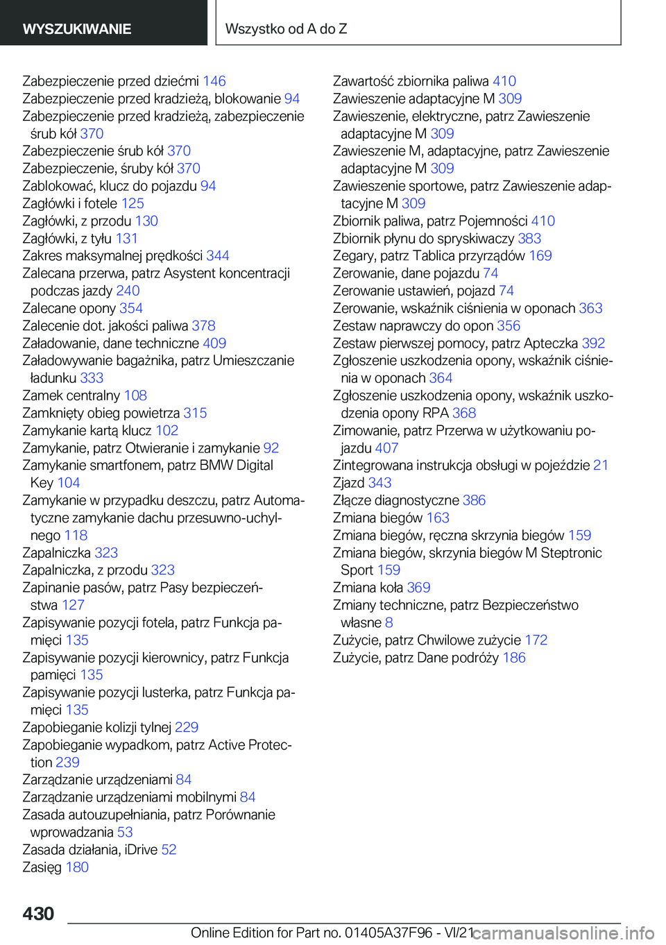 BMW M3 2022  Instrukcja obsługi (in Polish) �Z�a�b�e�z�p�i�e�c�z�e�n�i�e��p�r�z�e�d��d�z�i�e�