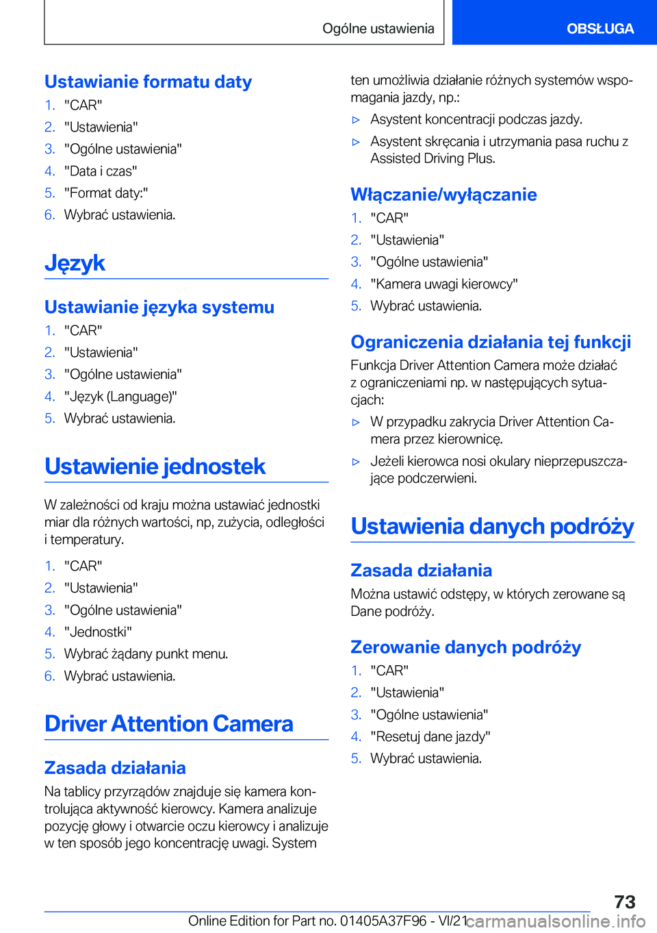 BMW M3 2022  Instrukcja obsługi (in Polish) �U�s�t�a�w�i�a�n�i�e��f�o�r�m�a�t�u��d�a�t�y�1�.��C�A�R��2�.��U�s�t�a�w�i�e�n�i�a��3�.��O�g�