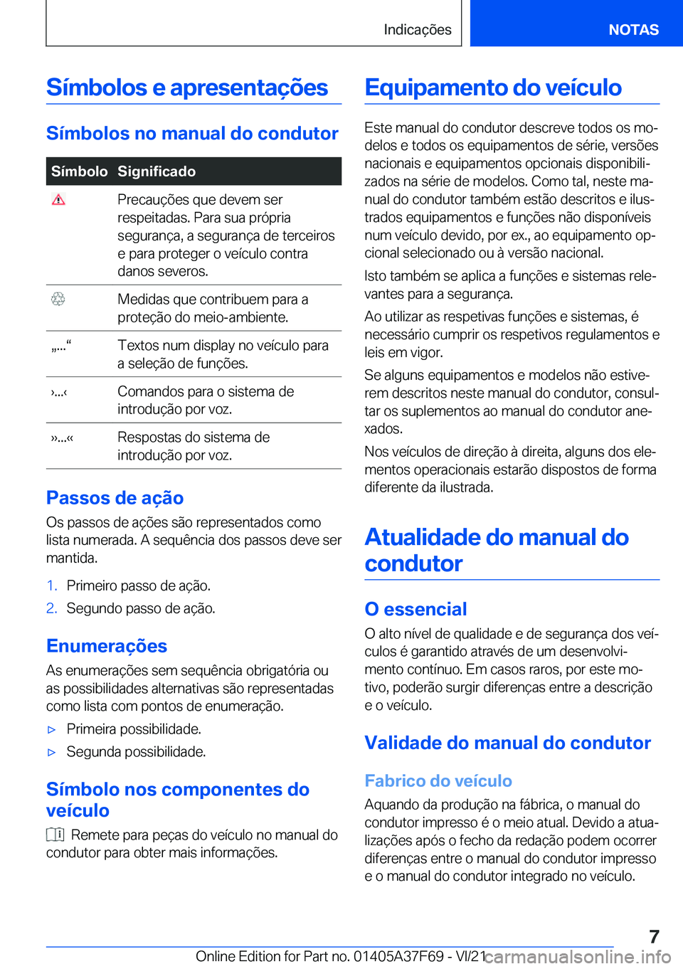 BMW M3 2022  Manual do condutor (in Portuguese) �S�