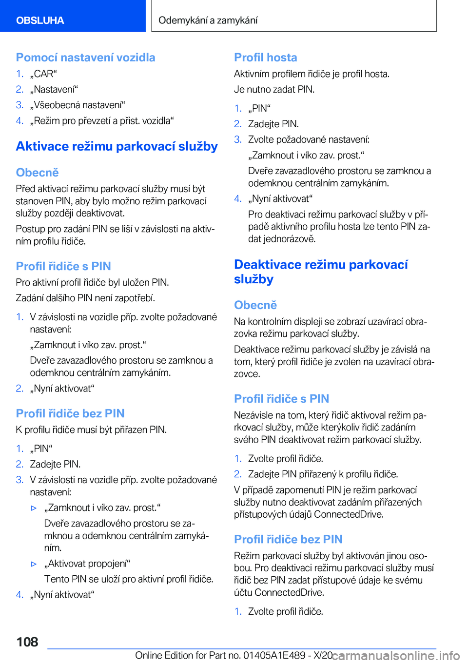BMW M3 2021  Návod na použití (in Czech) �P�o�m�o�c�