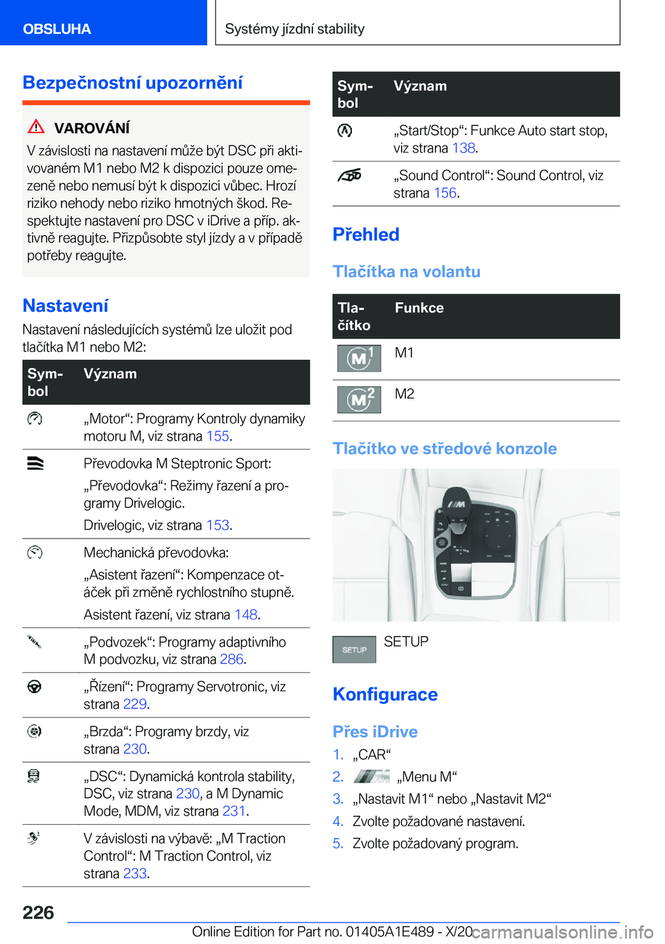 BMW M3 2021  Návod na použití (in Czech) �B�e�z�p�e�č�n�o�s�t�n�