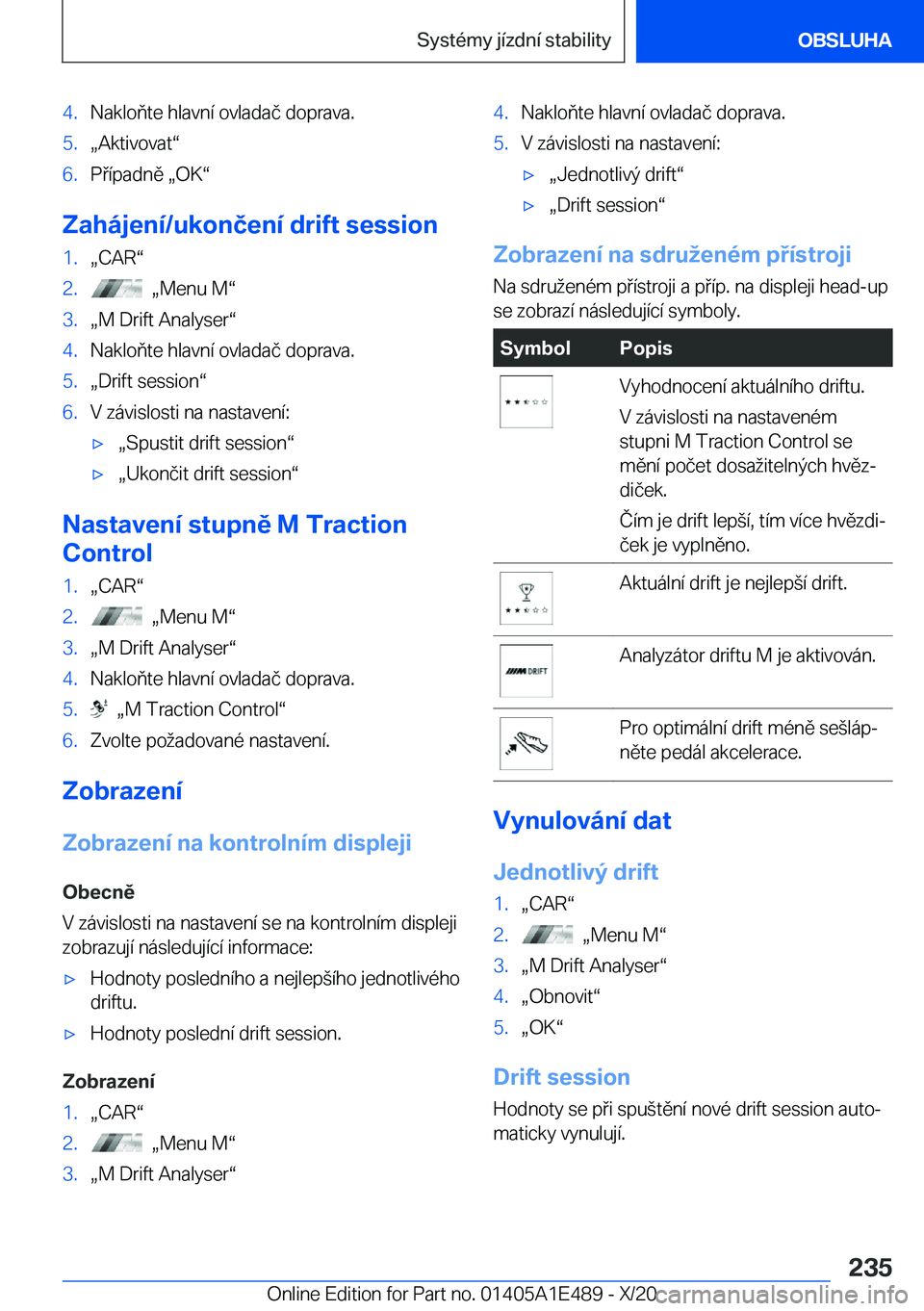 BMW M3 2021  Návod na použití (in Czech) �4�.�N�a�k�l�o�