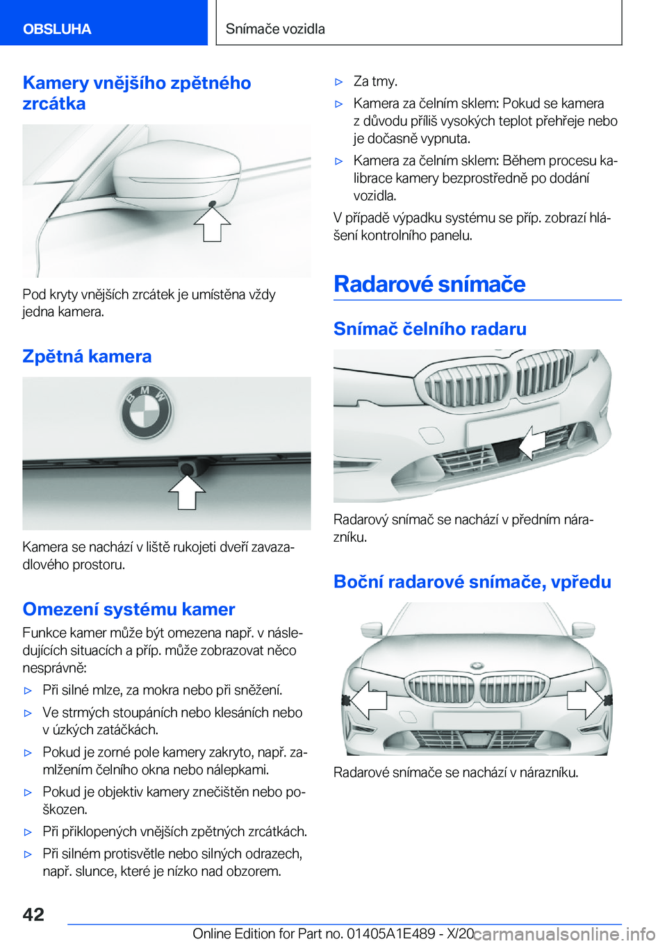 BMW M3 2021  Návod na použití (in Czech) �K�a�m�e�r�y��v�n�ě�j	�
