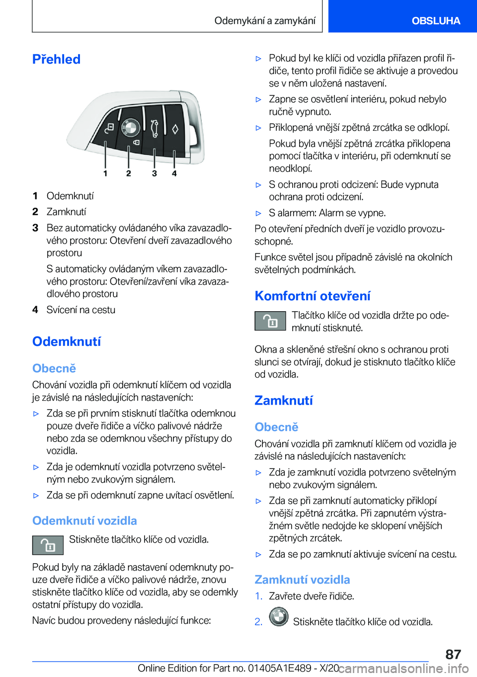 BMW M3 2021  Návod na použití (in Czech) �P�e�h�l�e�d�1�O�d�e�m�k�n�u�t�