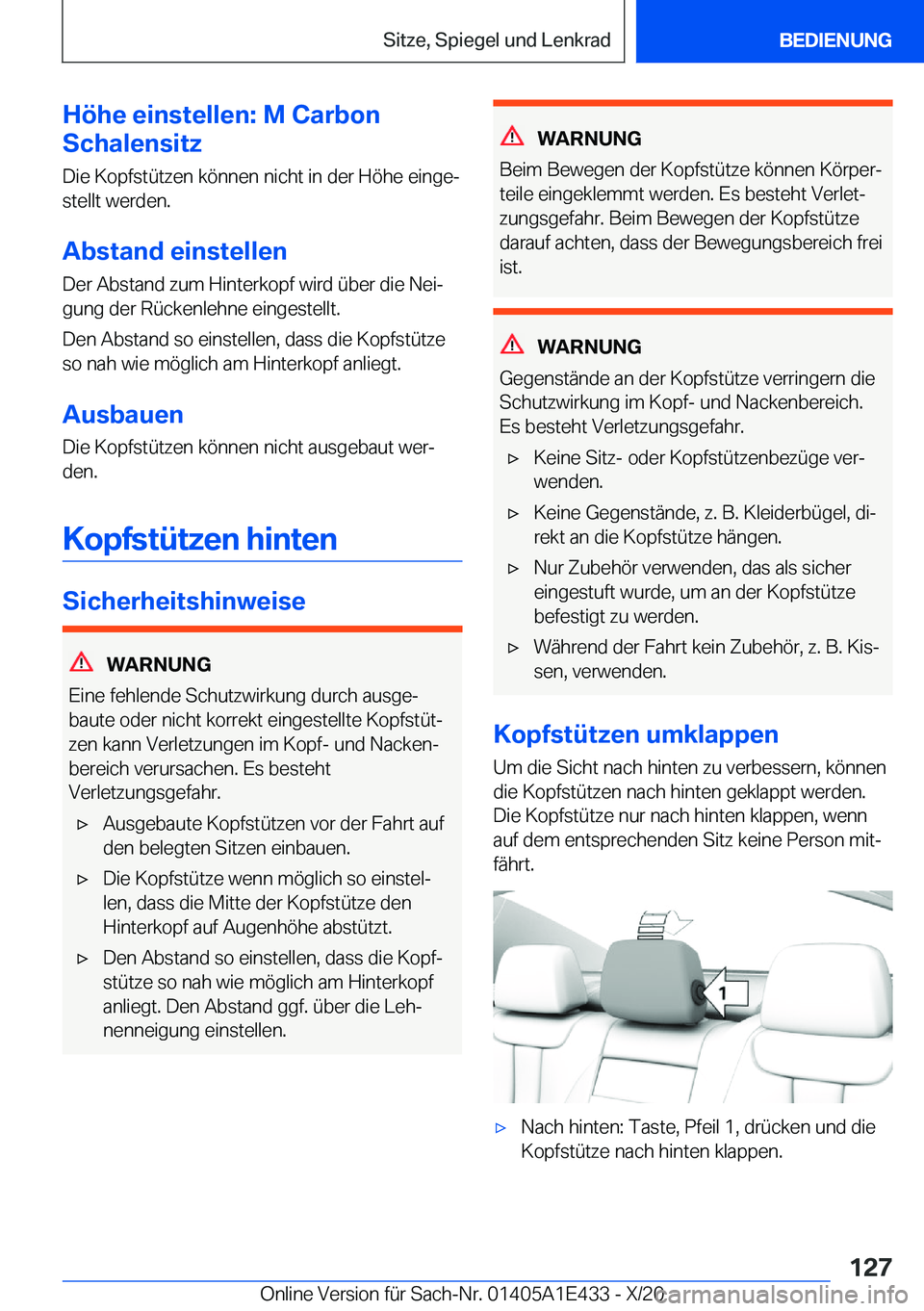 BMW M3 2021  Betriebsanleitungen (in German) �H�