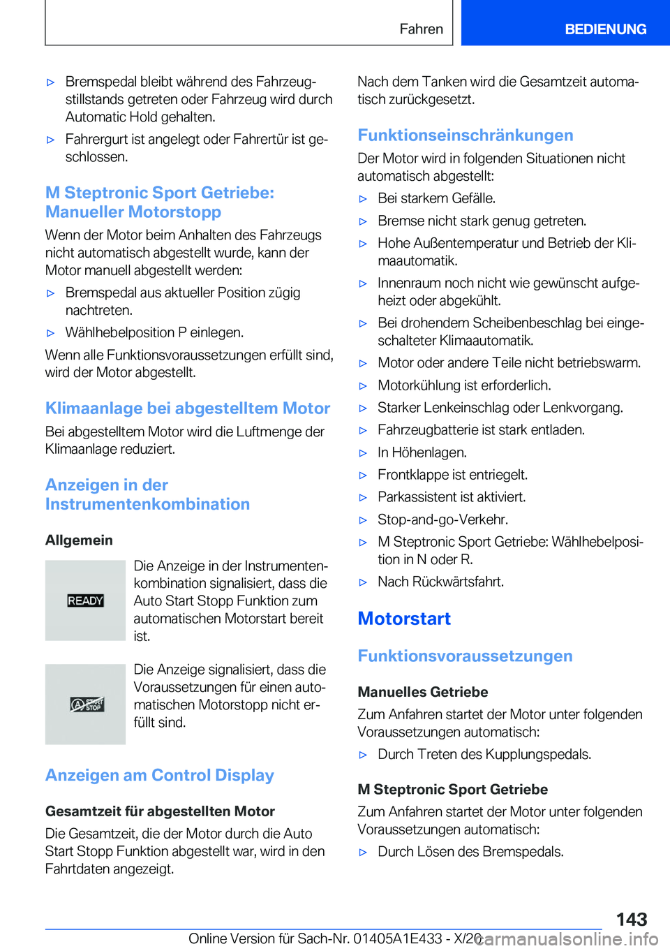 BMW M3 2021  Betriebsanleitungen (in German) 'x�B�r�e�m�s�p�e�d�a�l��b�l�e�i�b�t��w�