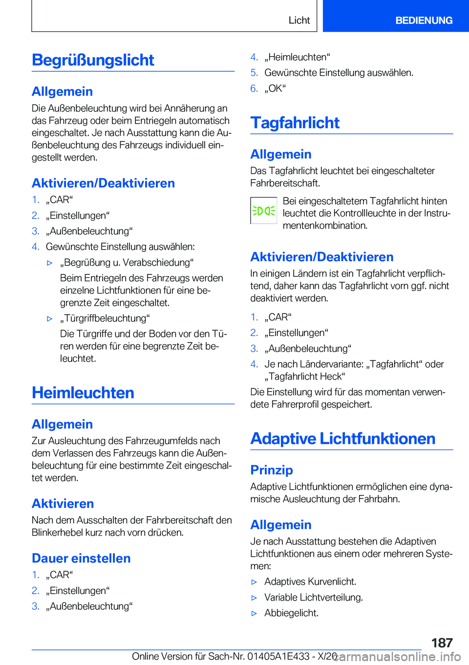 BMW M3 2021  Betriebsanleitungen (in German) �B�e�g�r�