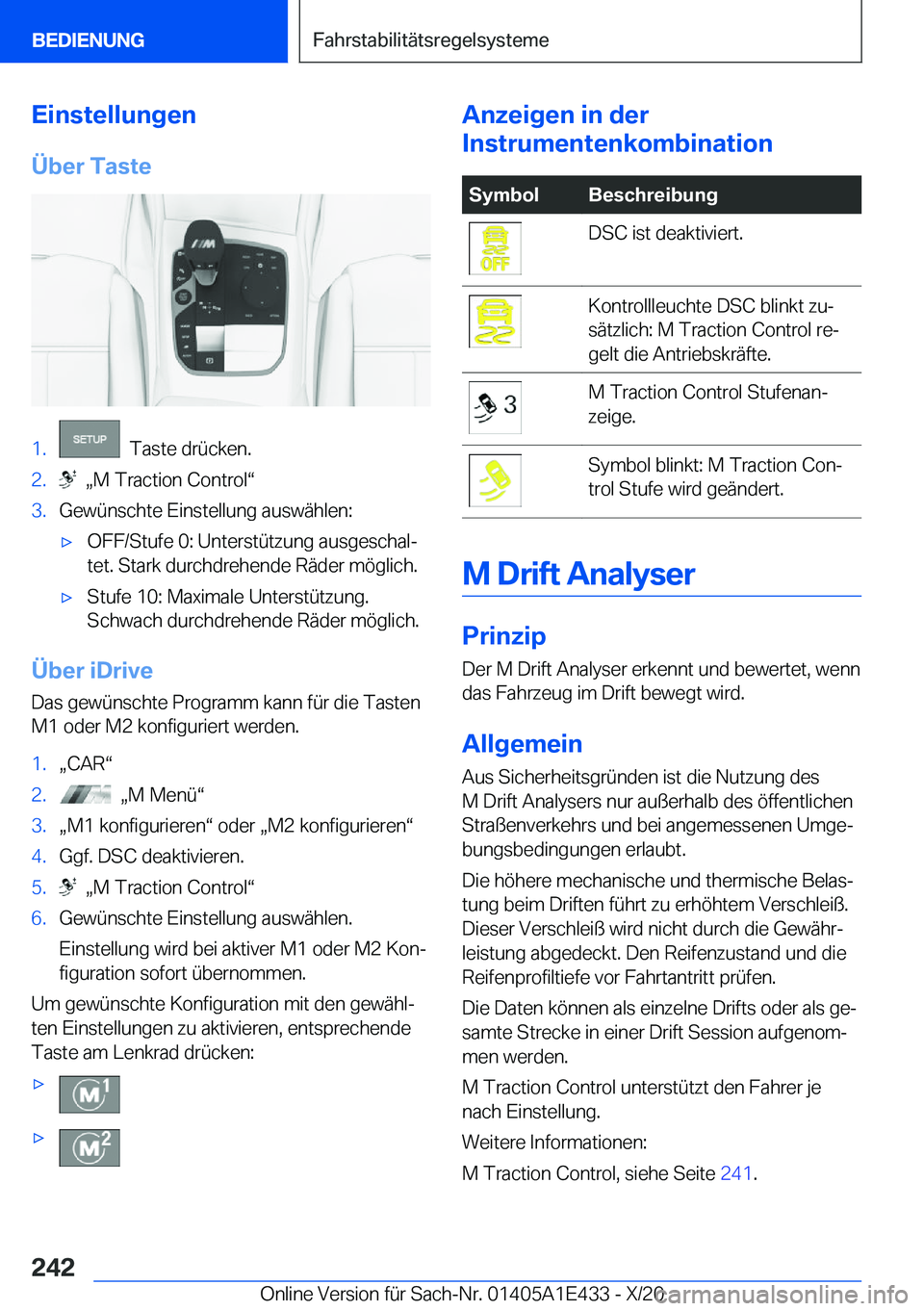 BMW M3 2021  Betriebsanleitungen (in German) �E�i�n�s�t�e�l�l�u�n�g�e�n
�