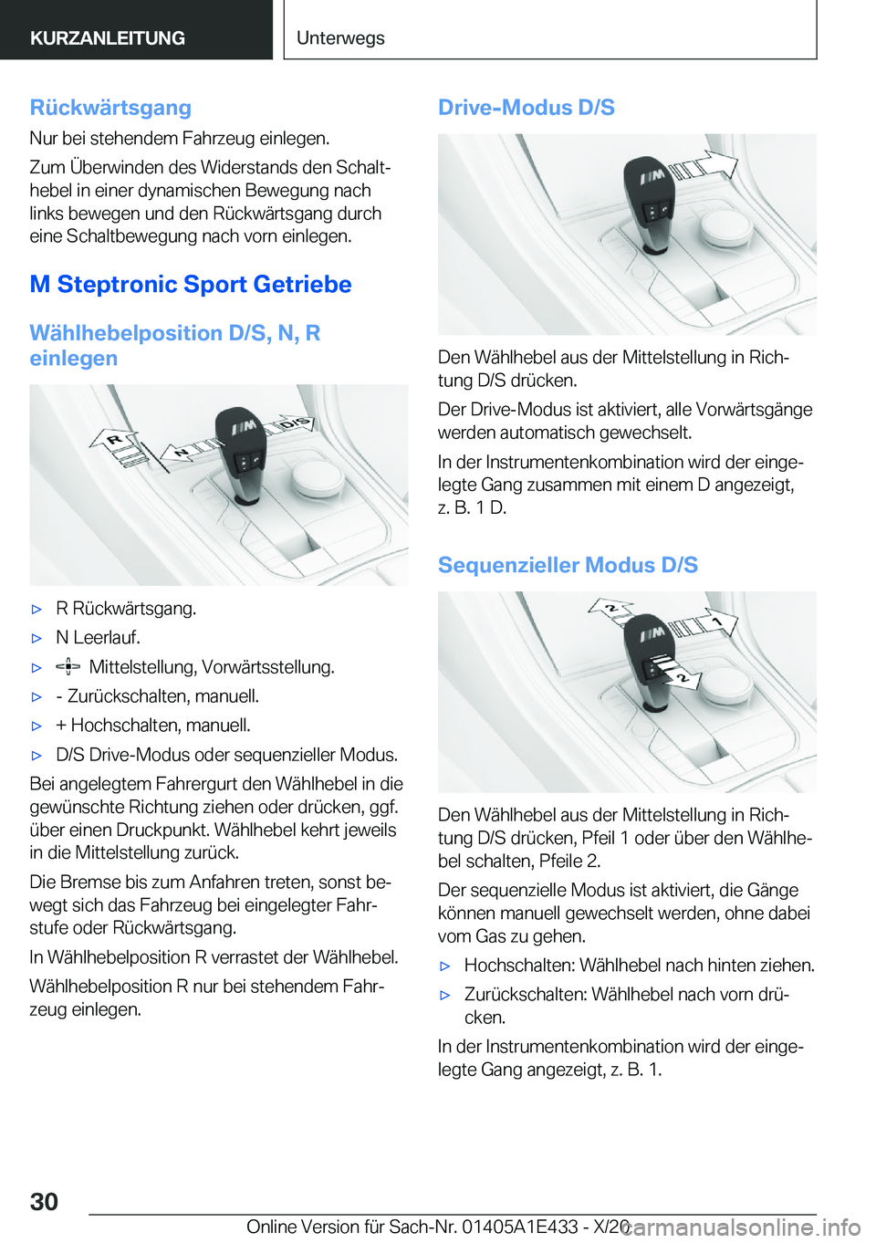 BMW M3 2021  Betriebsanleitungen (in German) �R�