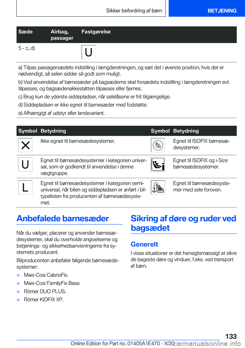 BMW M3 2021  InstruktionsbØger (in Danish) �S�æ�d�e�A�i�r�b�a�g�,
�p�a�s�s�a�g�e�r�F�a�s�t�g�