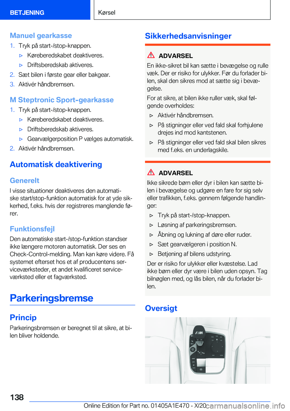 BMW M3 2021  InstruktionsbØger (in Danish) �M�a�n�u�e�l��g�e�a�r�k�a�s�s�e�1�.�T�r�y�k��p�å��s�t�a�r�t�-�/�s�t�o�p�-�k�n�a�p�p�e�n�.'x�K�