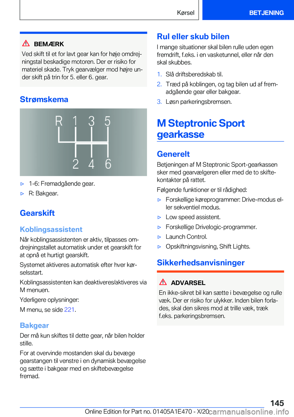 BMW M3 2021  InstruktionsbØger (in Danish) �B�E�M�Æ�R�K
�V�e�d��s�k�i�f�t��t�i�l��e�t��f�o�r��l�a�v�t��g�e�a�r��k�a�n��f�o�r��h�