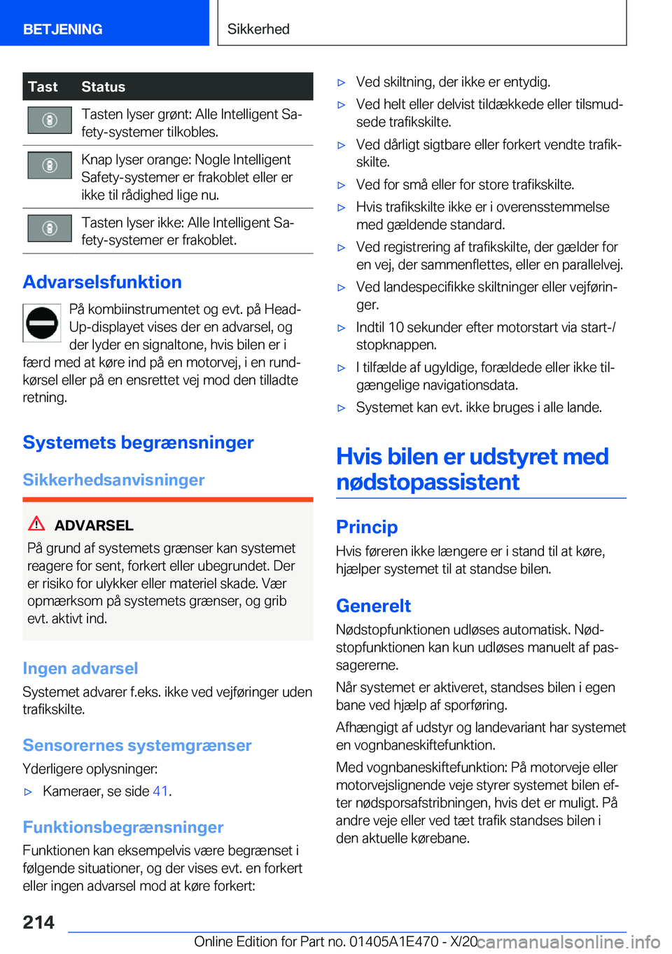 BMW M3 2021  InstruktionsbØger (in Danish) �T�a�s�t�S�t�a�t�u�s�T�a�s�t�e�n��l�y�s�e�r��g�r�