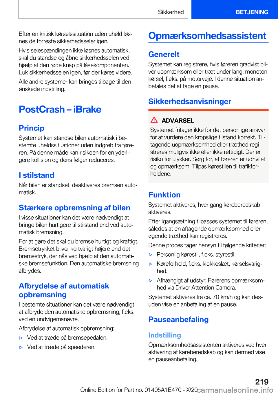 BMW M3 2021  InstruktionsbØger (in Danish) �E�f�t�e�r��e�n��k�r�i�t�i�s�k��k�