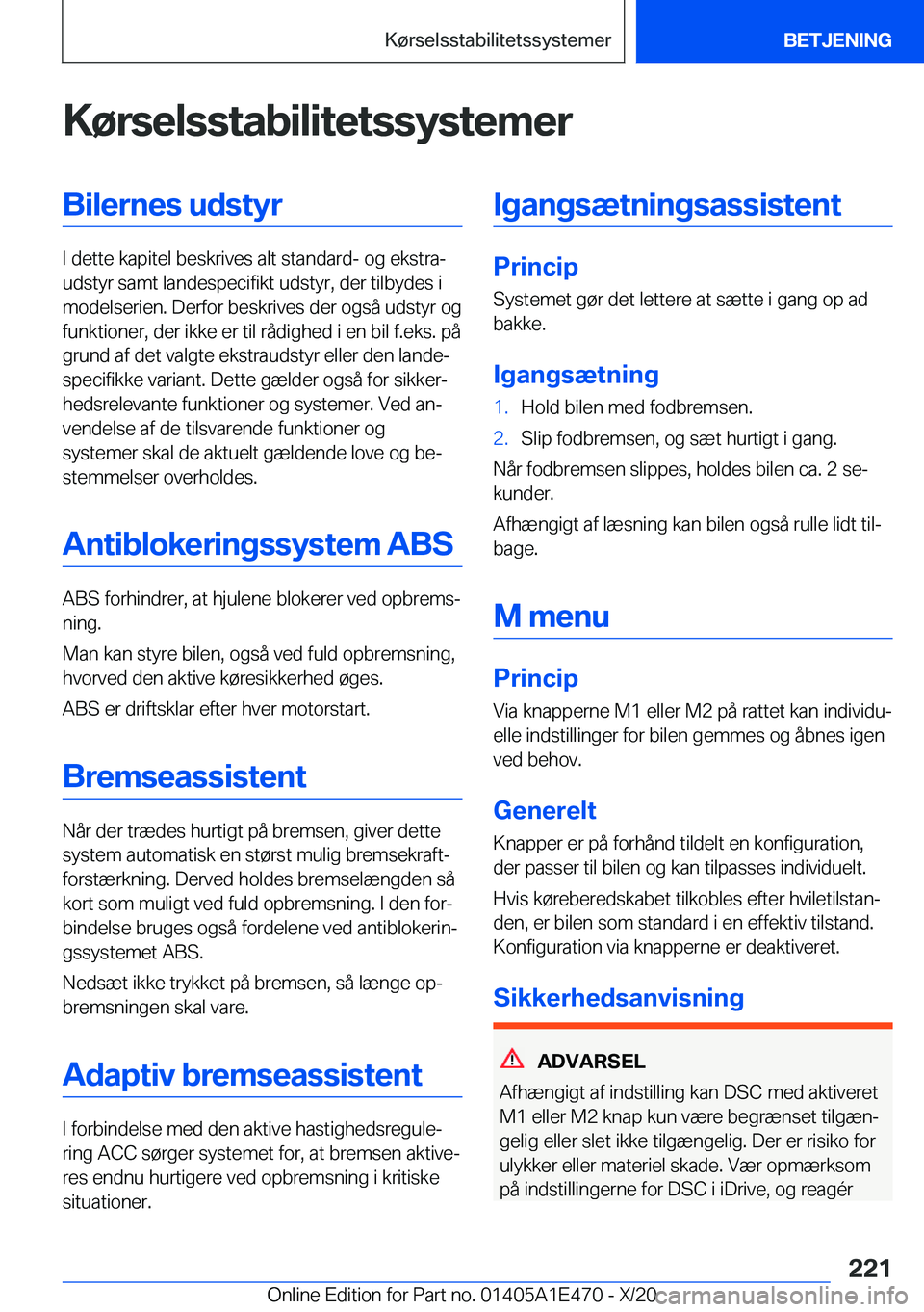 BMW M3 2021  InstruktionsbØger (in Danish) �K�