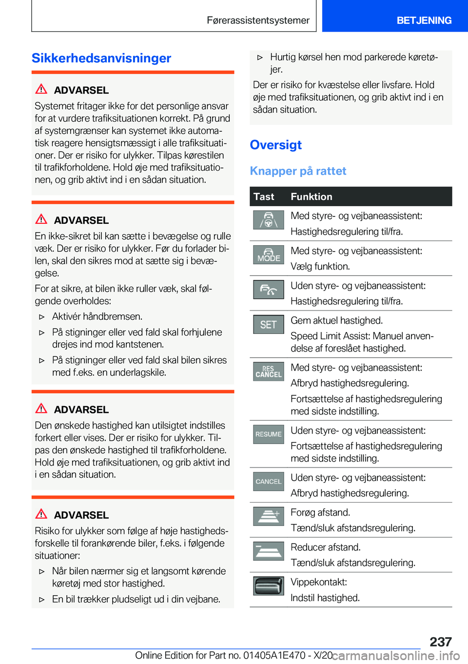BMW M3 2021  InstruktionsbØger (in Danish) �S�i�k�k�e�r�h�e�d�s�a�n�v�i�s�n�i�n�g�e�r
�A�D�V�A�R�S�E�L
�S�y�s�t�e�m�e�t��f�r�i�t�a�g�e�r��i�k�k�e��f�o�r��d�e�t��p�e�r�s�o�n�l�i�g�e��a�n�s�v�a�r �f�o�r��a�t��v�u�r�d�e�r�e��t�r�a�f�i�k�