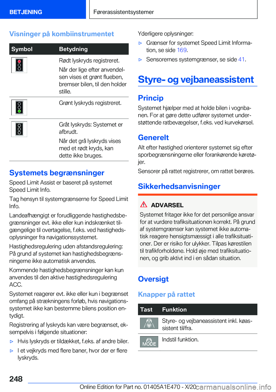 BMW M3 2021  InstruktionsbØger (in Danish) �V�i�s�n�i�n�g�e�r��p�å��k�o�m�b�i�i�n�s�t�r�u�m�e�n�t�e�t�S�y�m�b�o�l�B�e�t�y�d�n�i�n�g�R�