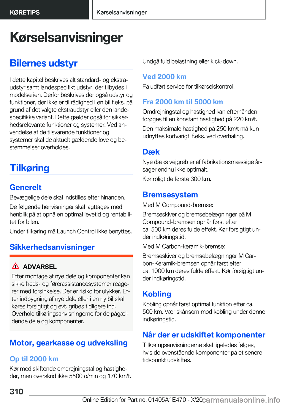 BMW M3 2021  InstruktionsbØger (in Danish) �K�